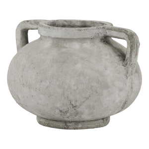 Athena Stone Pelike Pot, white ceramic vase for floral arrangements, 24cm tall with artisanal finish by sostter at brixbailey.com