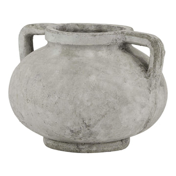 Athena Stone Pelike Pot, white ceramic vase for floral arrangements, 24cm tall with artisanal finish by Sostter at brixbailey.com