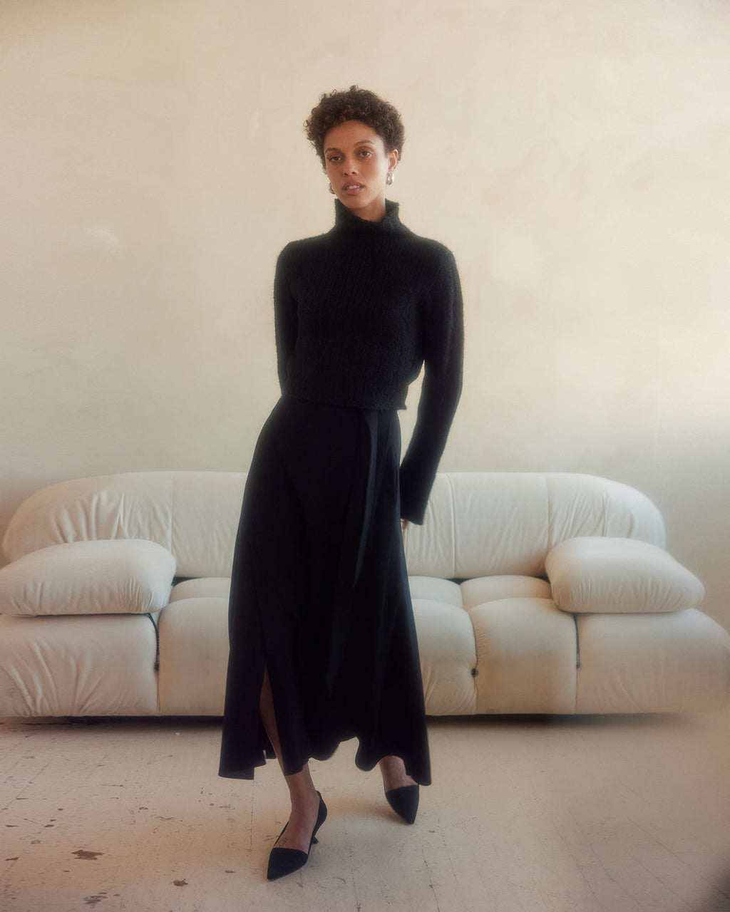 Ribbed Cropped Alpaca Sweater