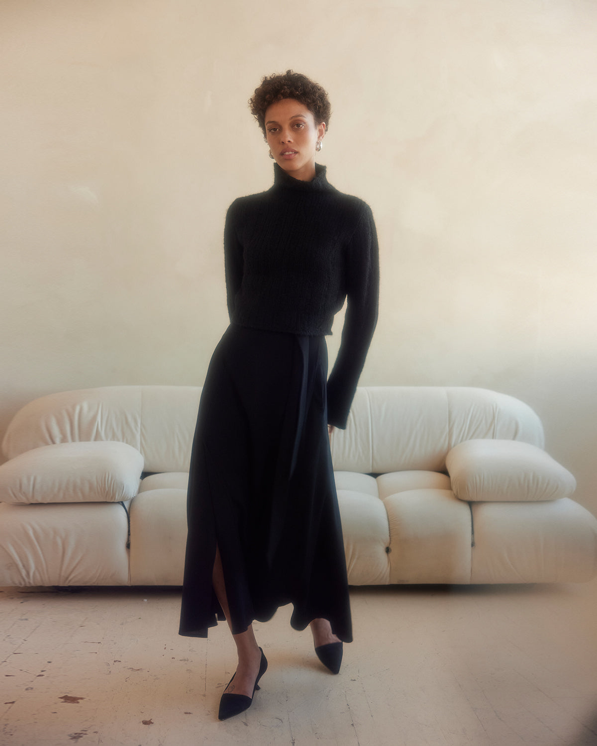 Ribbed Cropped Alpaca Sweater