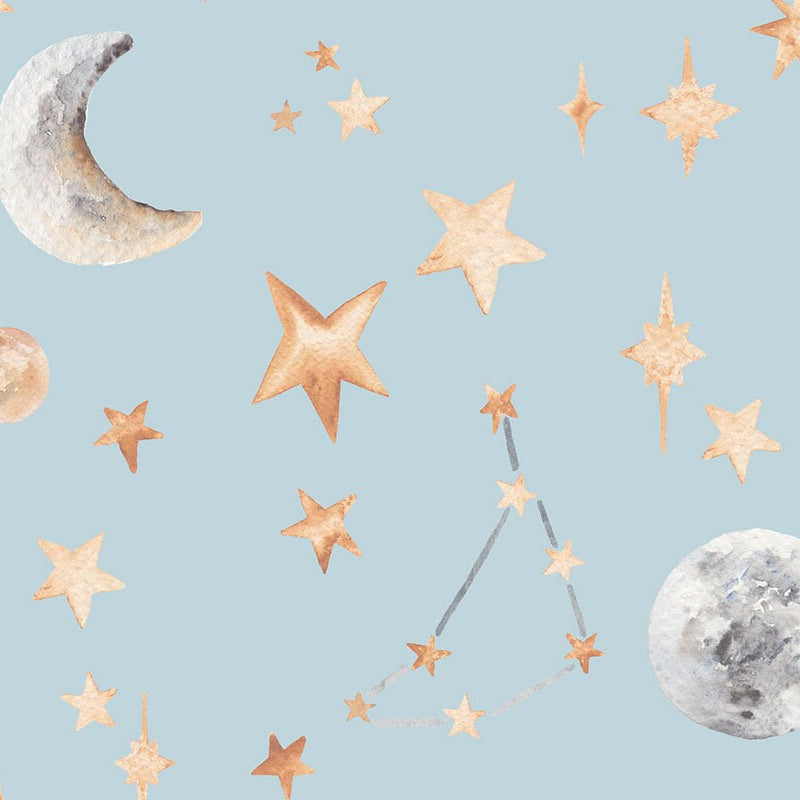 "Hand-Painted Stars Wallpaper for Kids – 4 Dreamy Colours