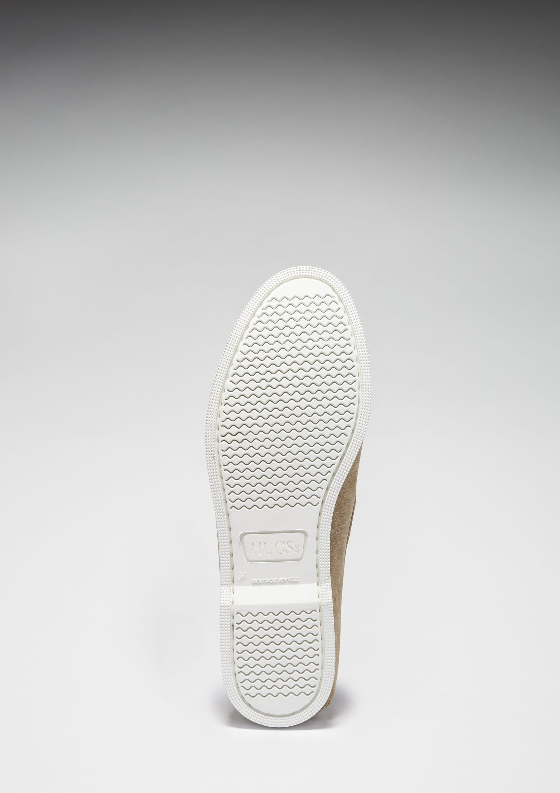 Taupe Suede Deck Shoes with White Stitching