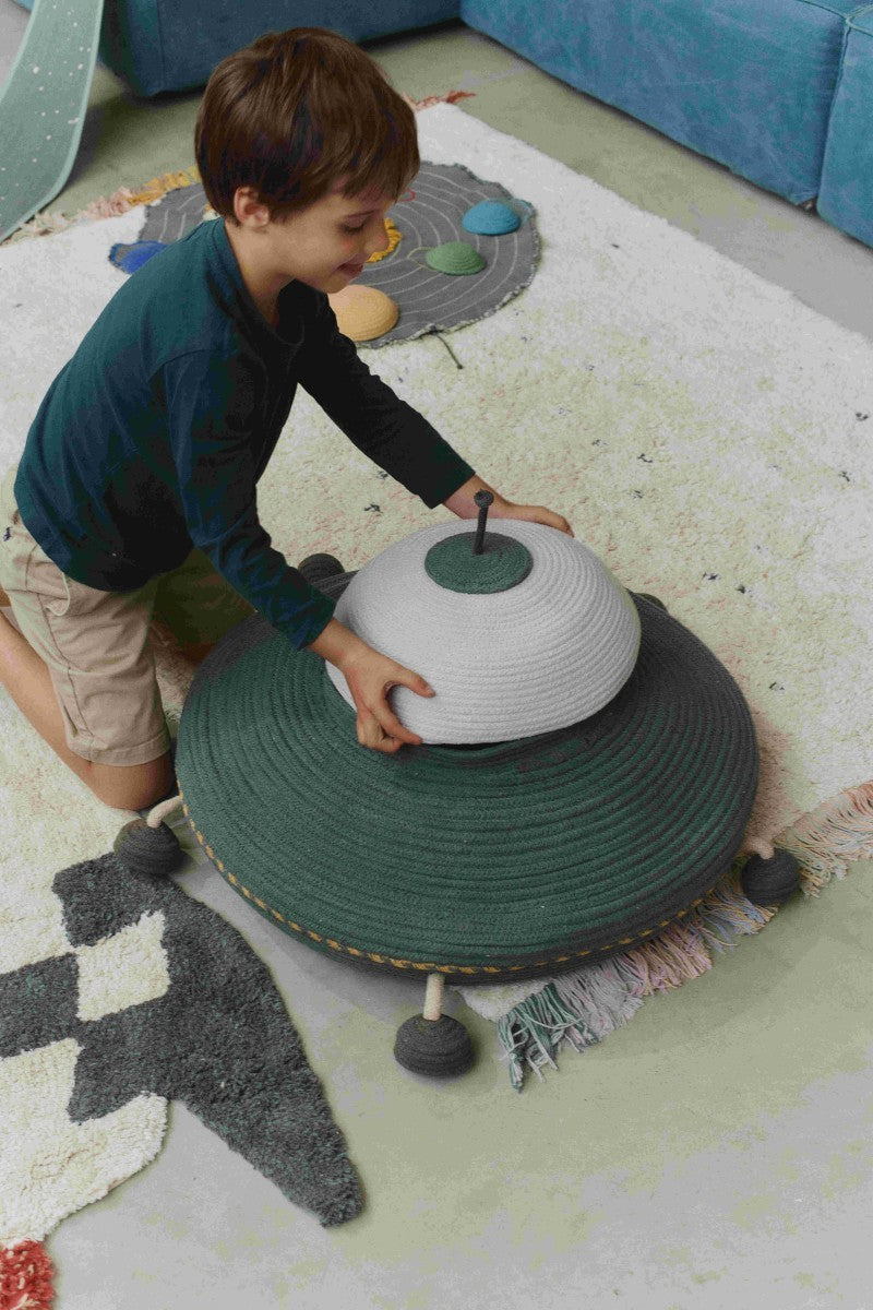 Next stop: Mars! Visit another planet with the UFO Basket and its friendly mini fabric alien! by Lorena Canals at www.brixbailey.com