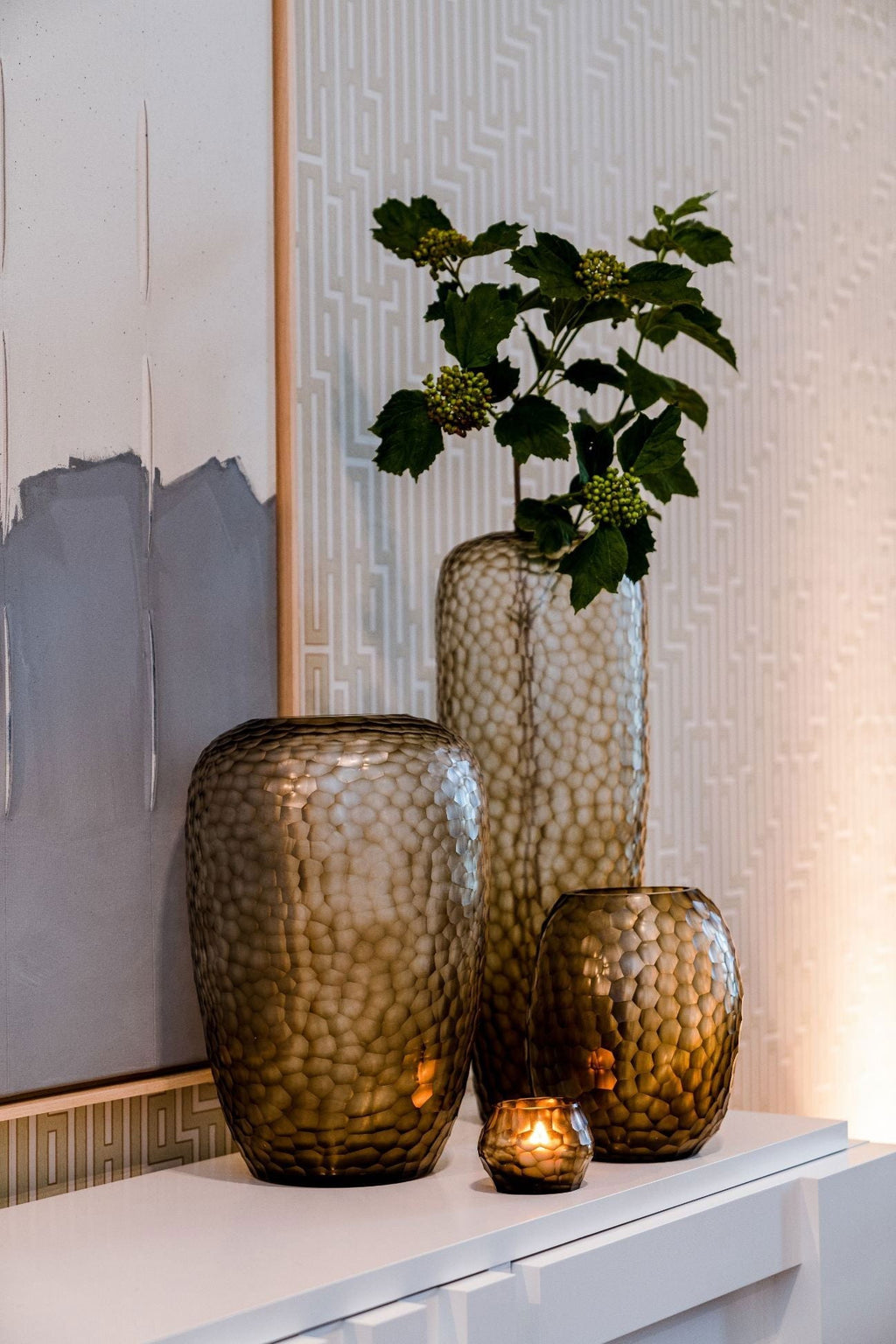 HEMATITE CANDLEHOLDER - H9 D11 cm - STEELGREY