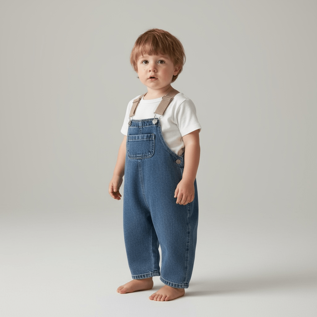 Denim Adjustable Strap Overalls for Kids