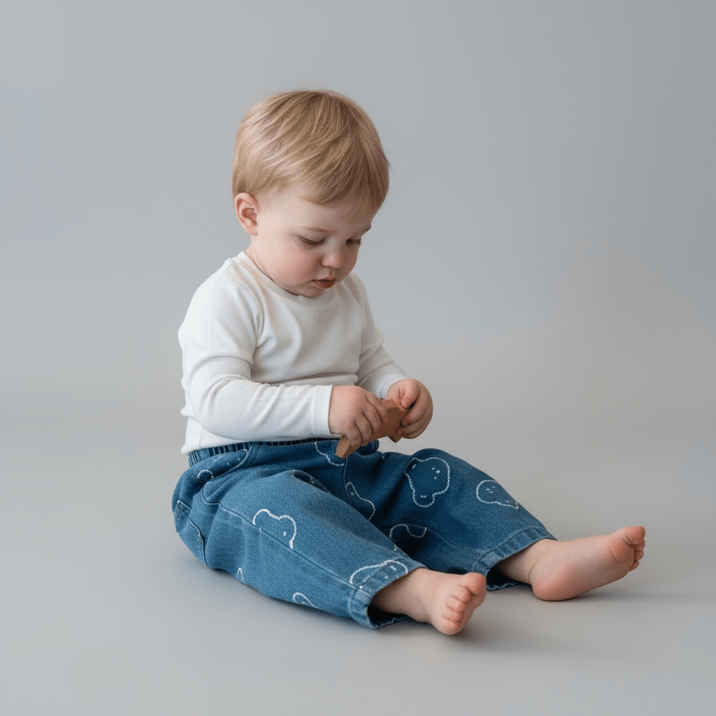 Denim Bear Print Jacket and Jogger Set