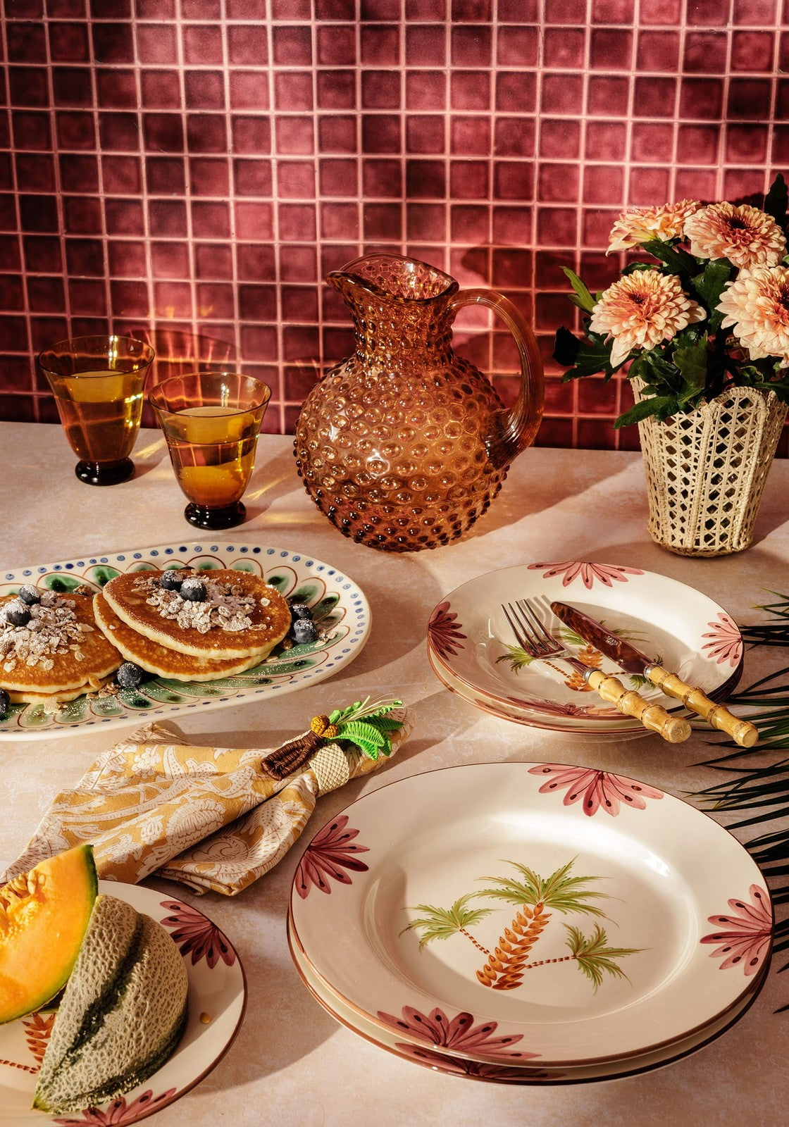 Arabella Side Plate, Green Palm Tree