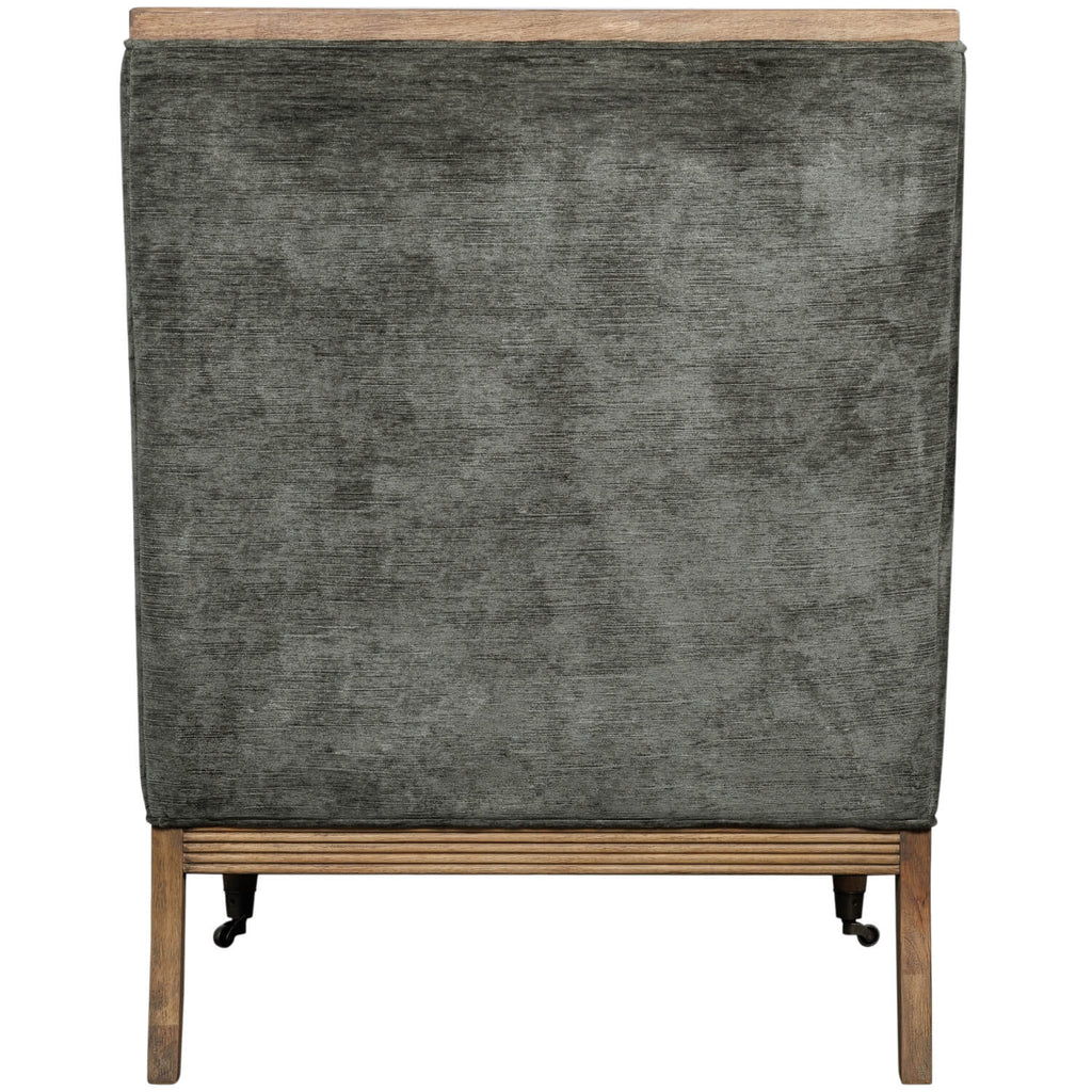 Olive velvet Albury armchair with wooden frame, ergonomic curved design for modern or traditional decor by Sostter at brixbailey.com
