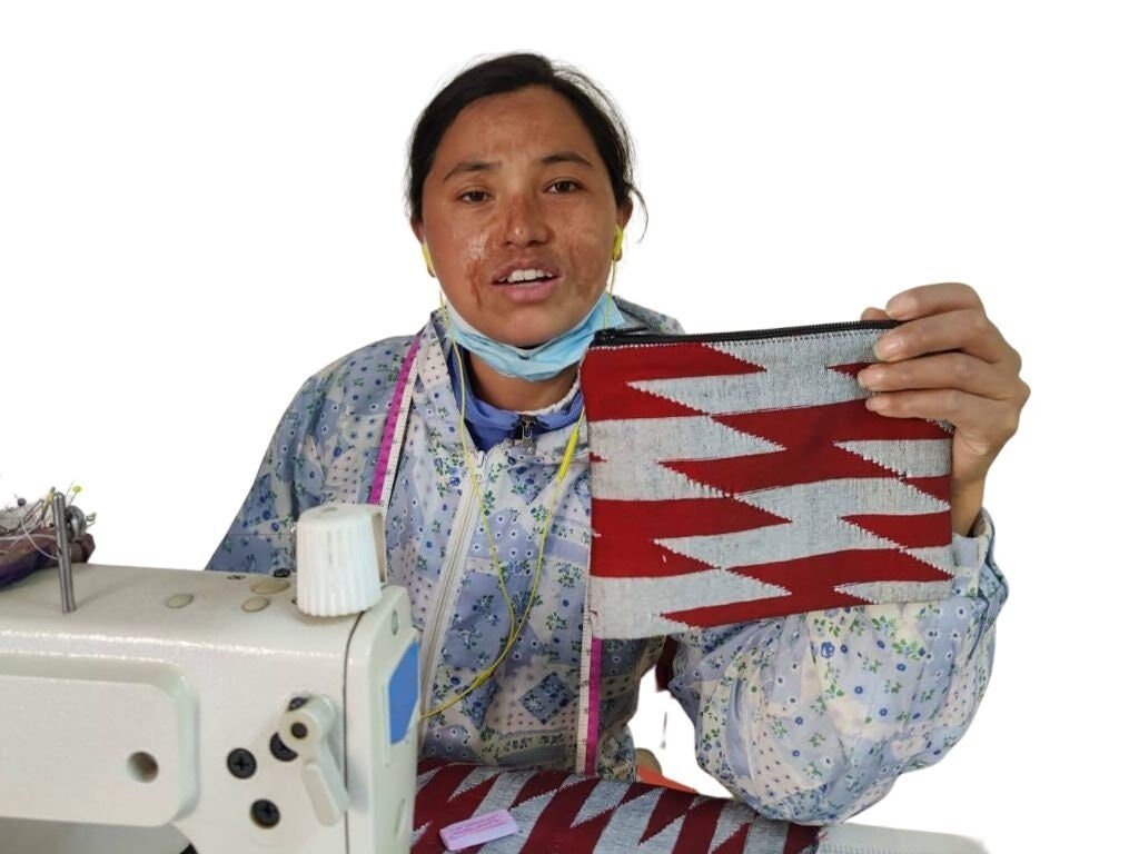Dhaka pouch, ethically handwoven in Nepal