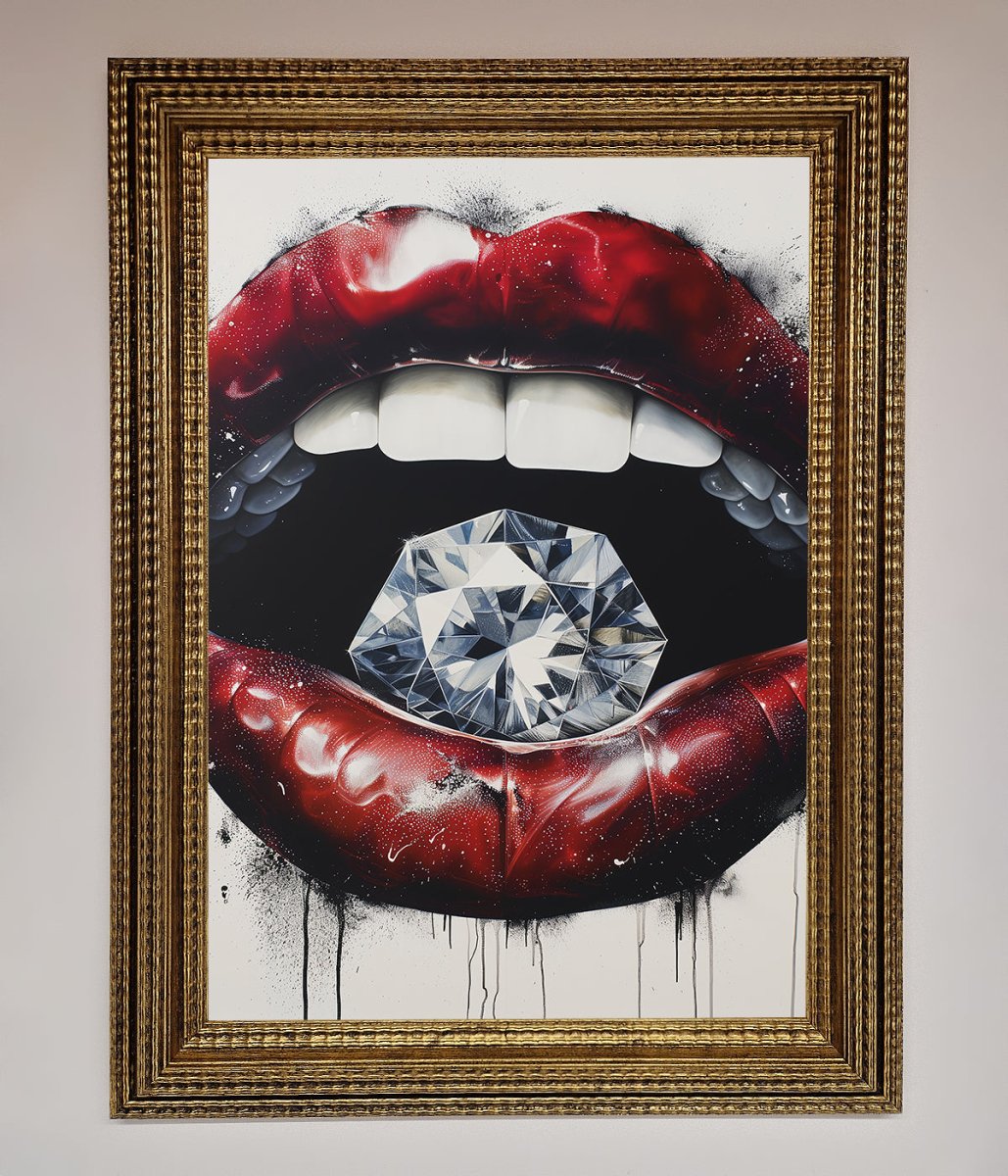 Diamond Lips Framed Poster