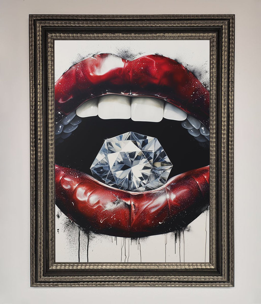 Diamond Lips Framed Poster