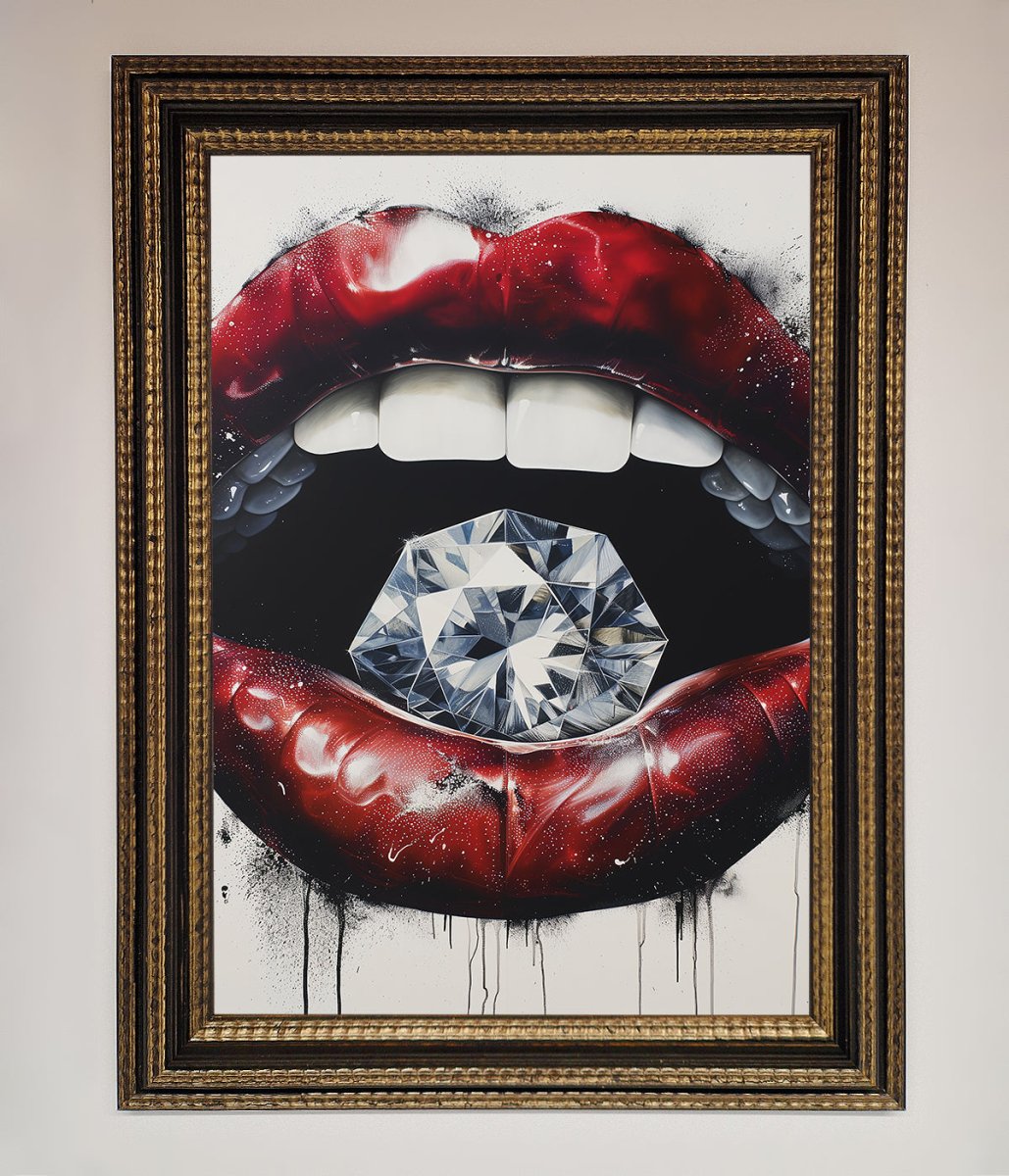 Diamond Lips Framed Poster