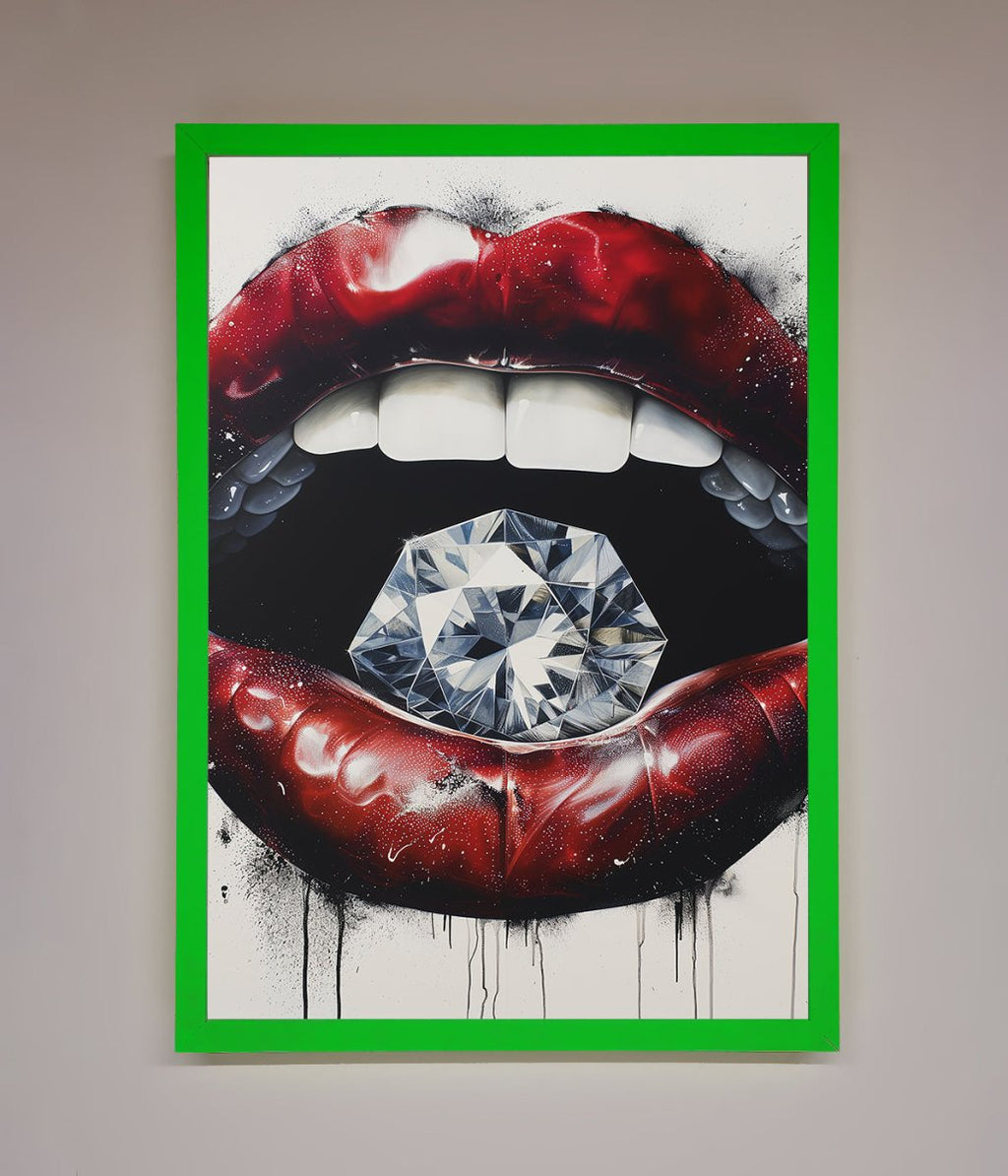 Diamond Lips Framed Poster
