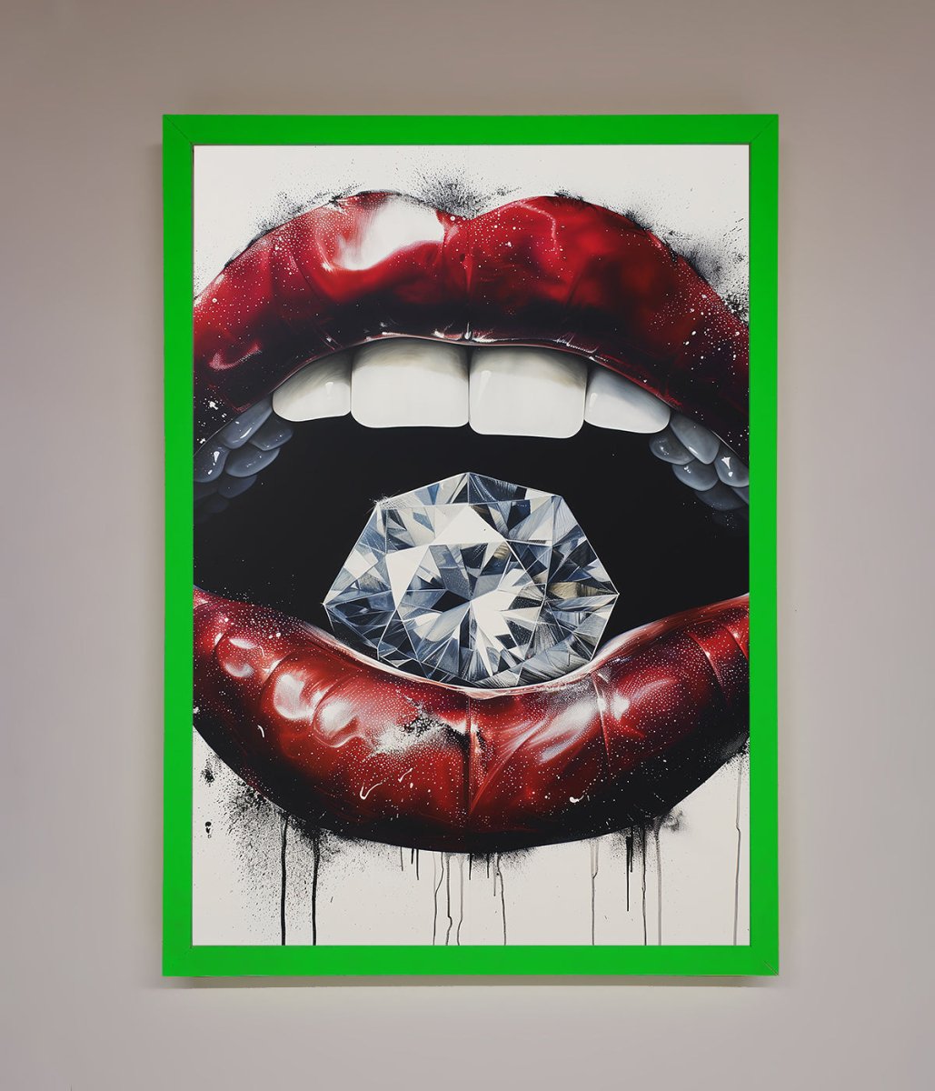Diamond Lips Framed Poster