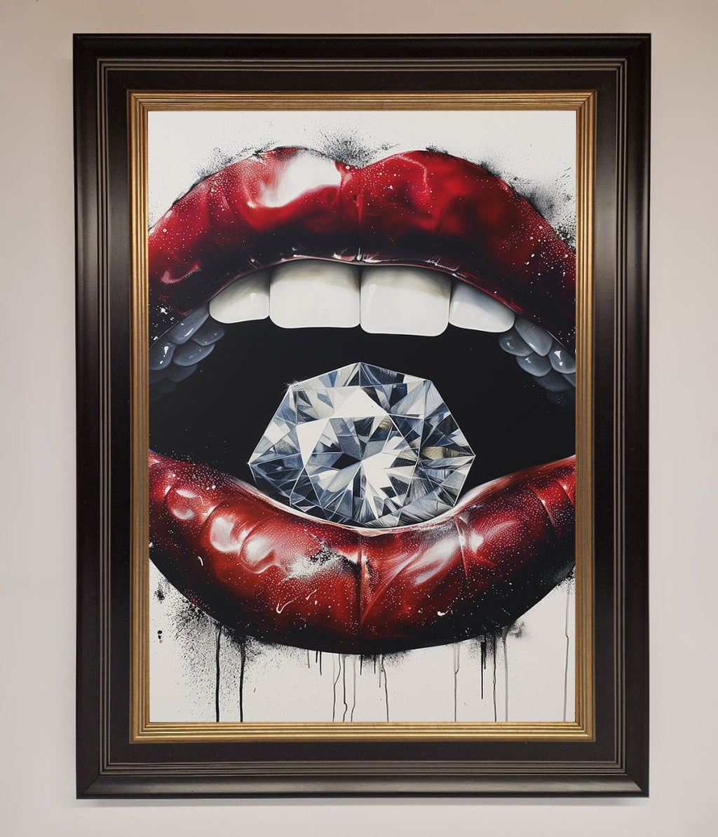 Diamond Lips Framed Poster