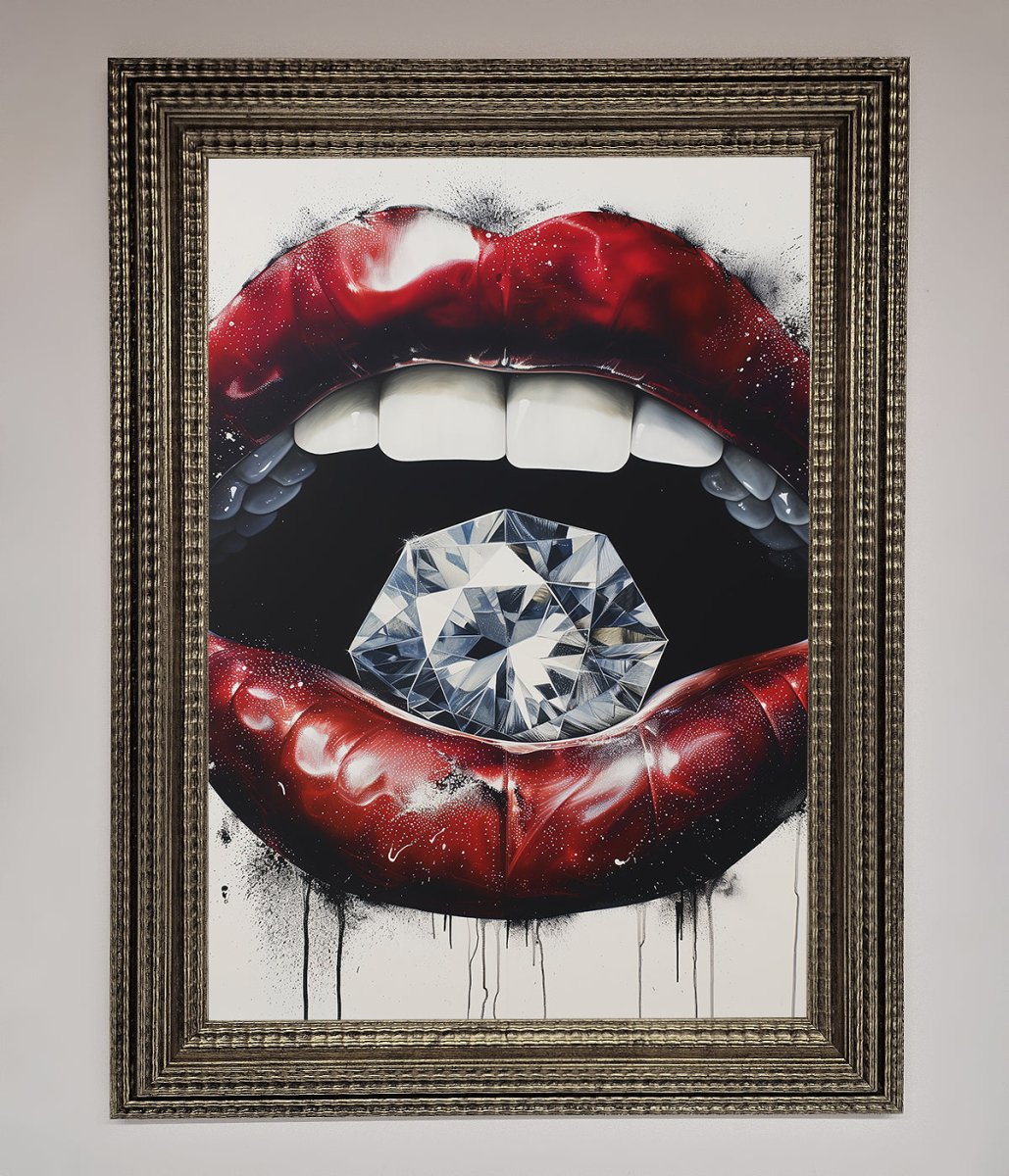 Diamond Lips Framed Poster