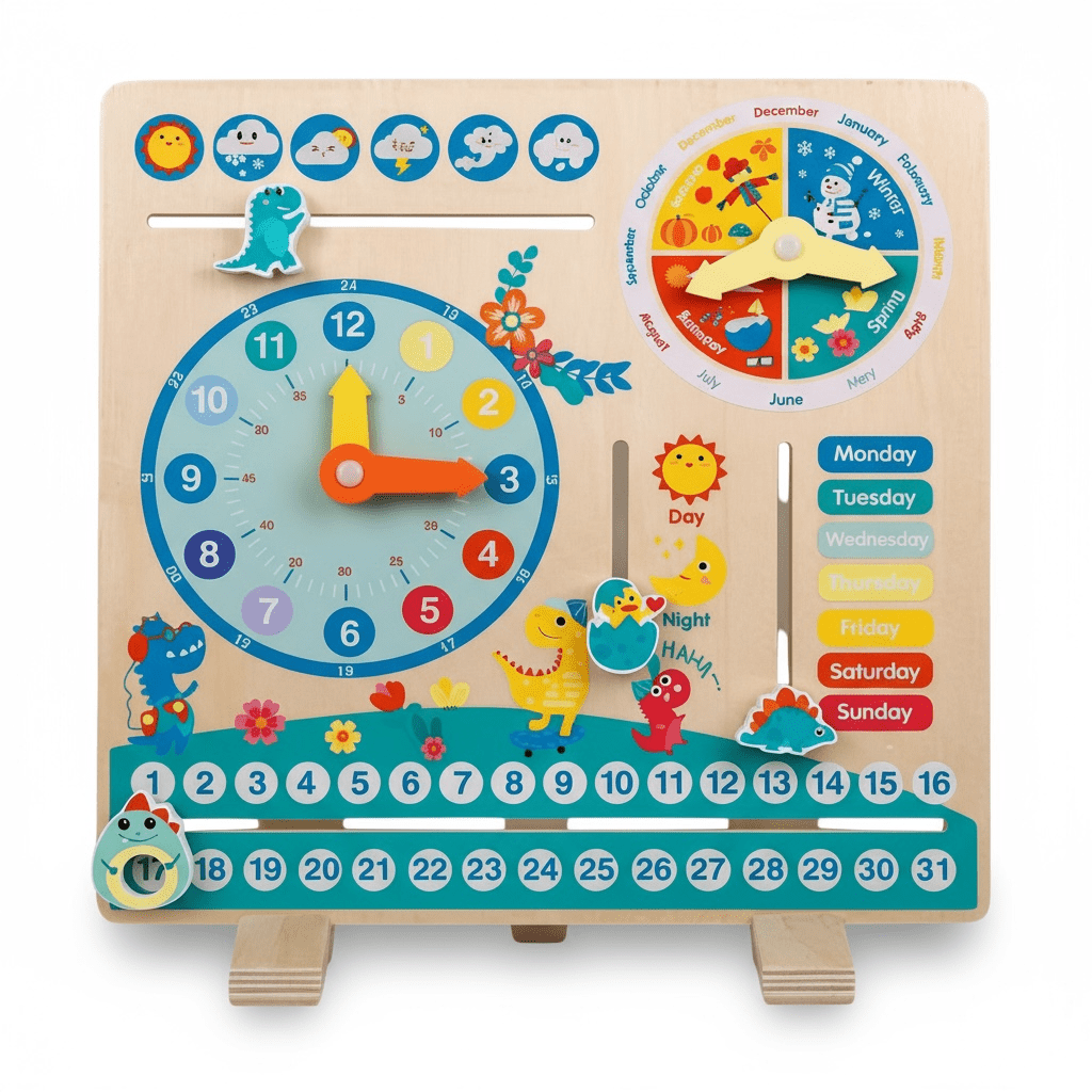 Wooden Dinosaur Clock Board