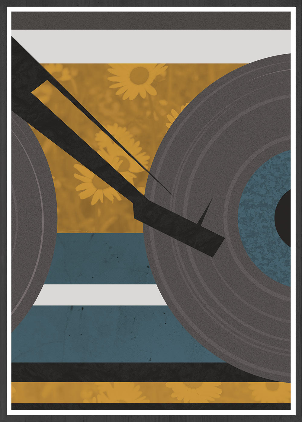 Disc Jockey Yellow Music Abstract Print