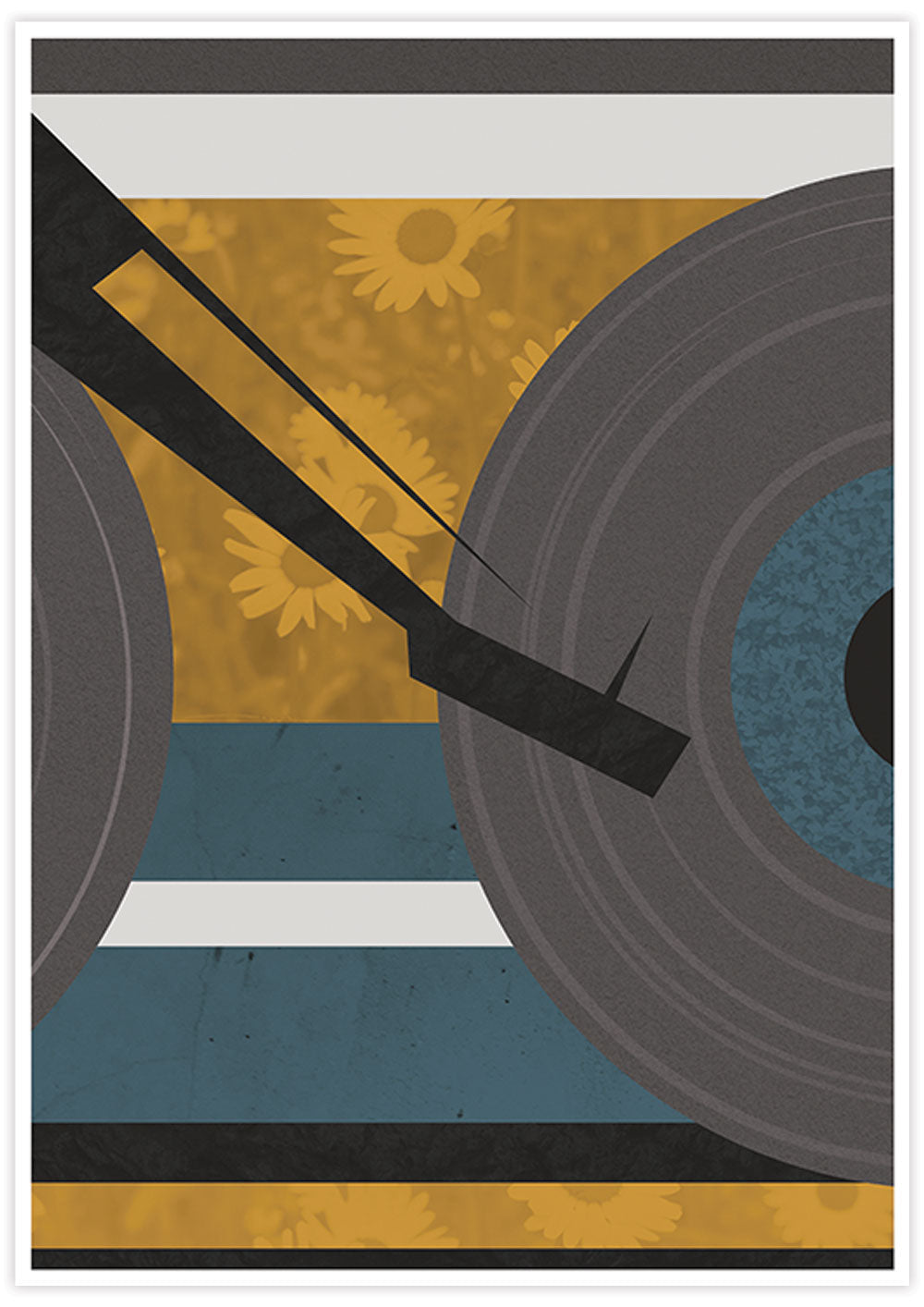 Disc Jockey Yellow Music Abstract Print