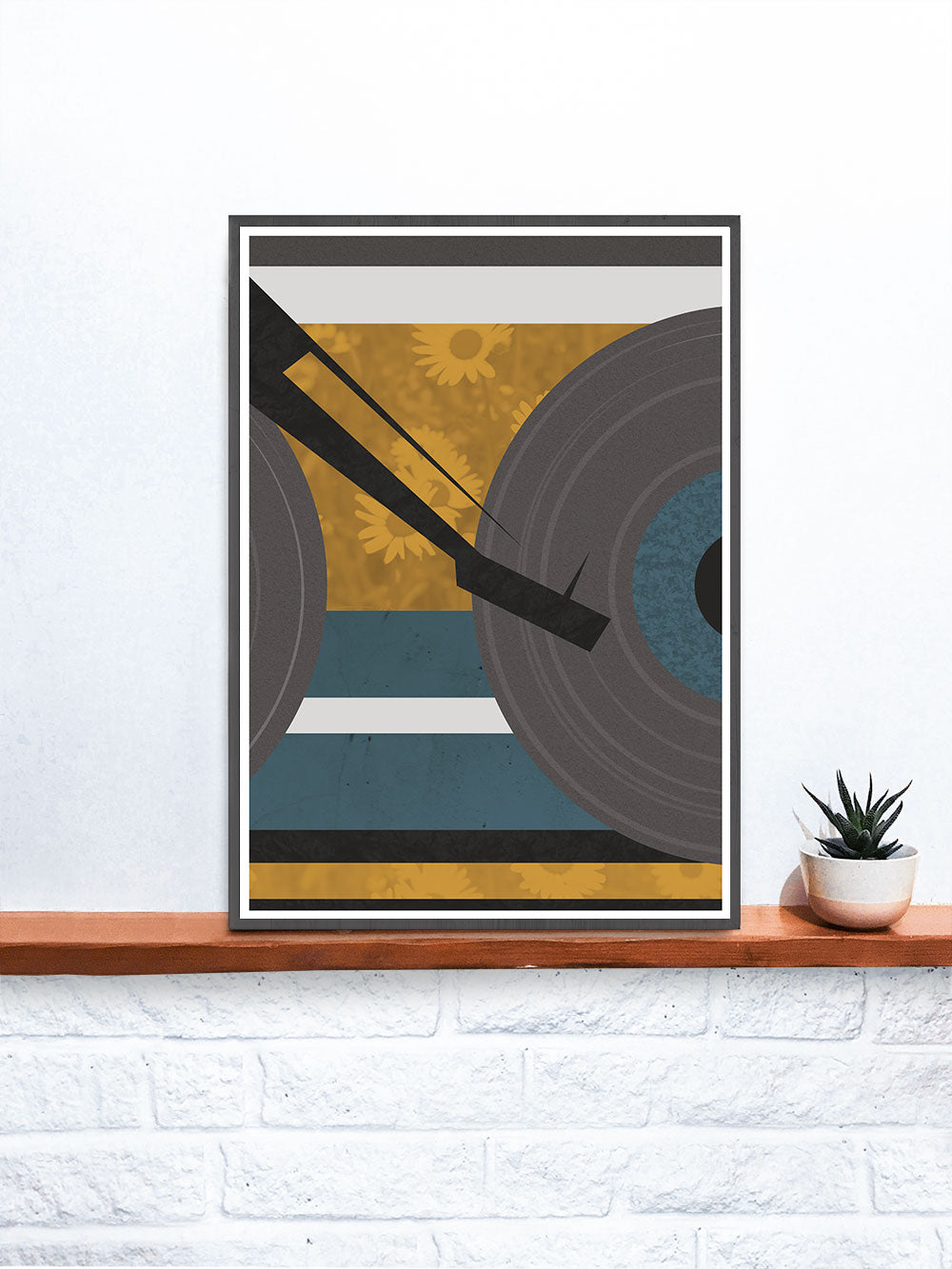Disc Jockey Yellow Music Abstract Print