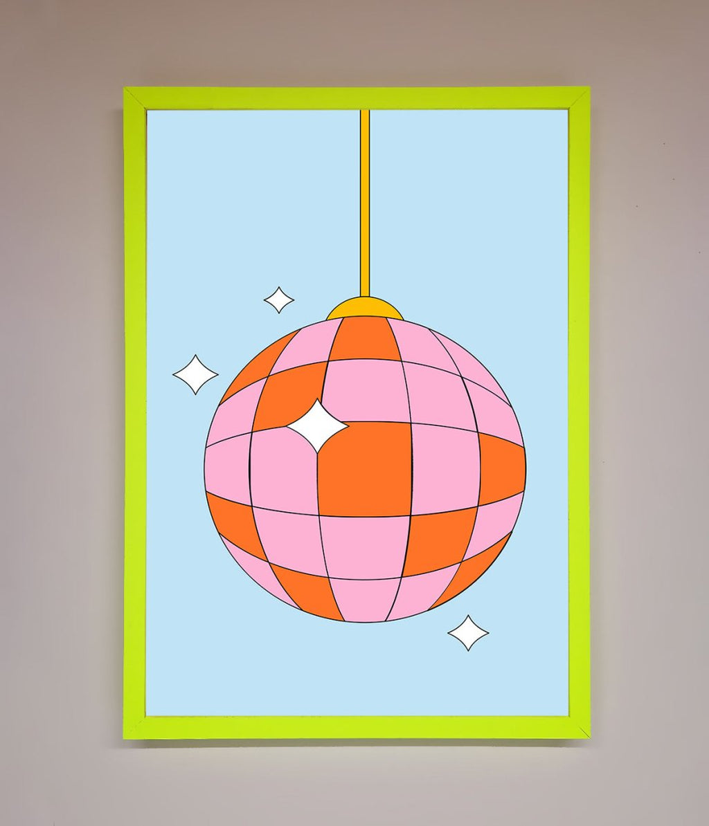 Disco Ball Pink Framed Poster