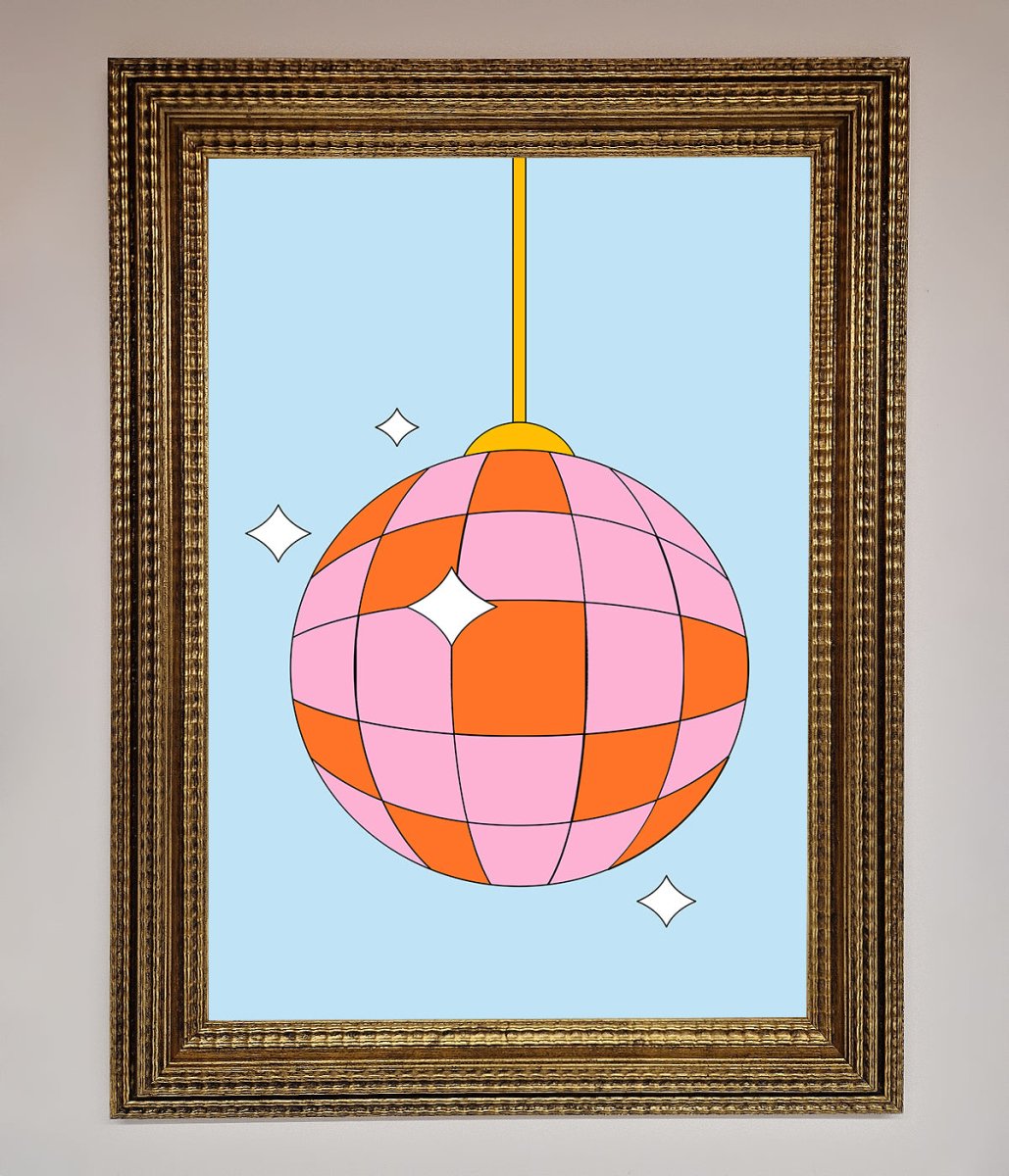 Disco Ball Pink Framed Poster