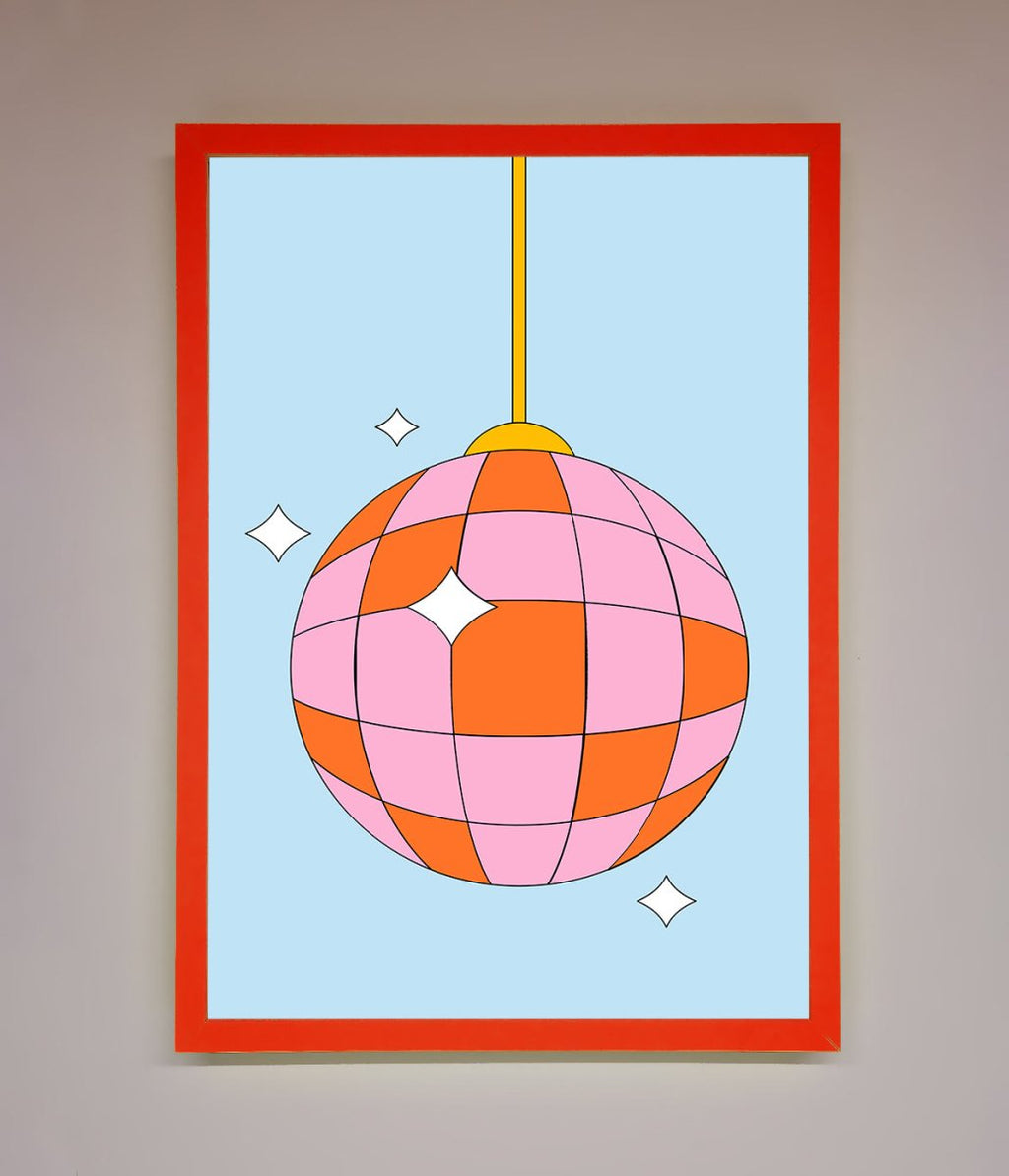 Disco Ball Pink Framed Poster