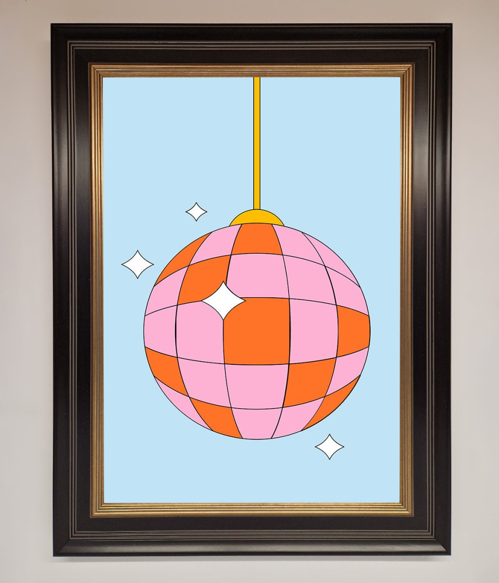 Disco Ball Pink Framed Poster