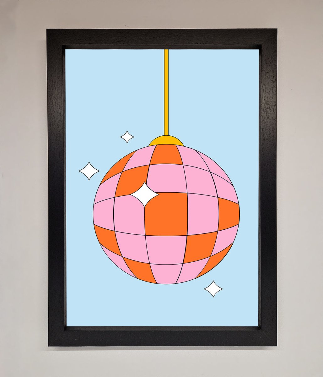 Disco Ball Pink Framed Poster
