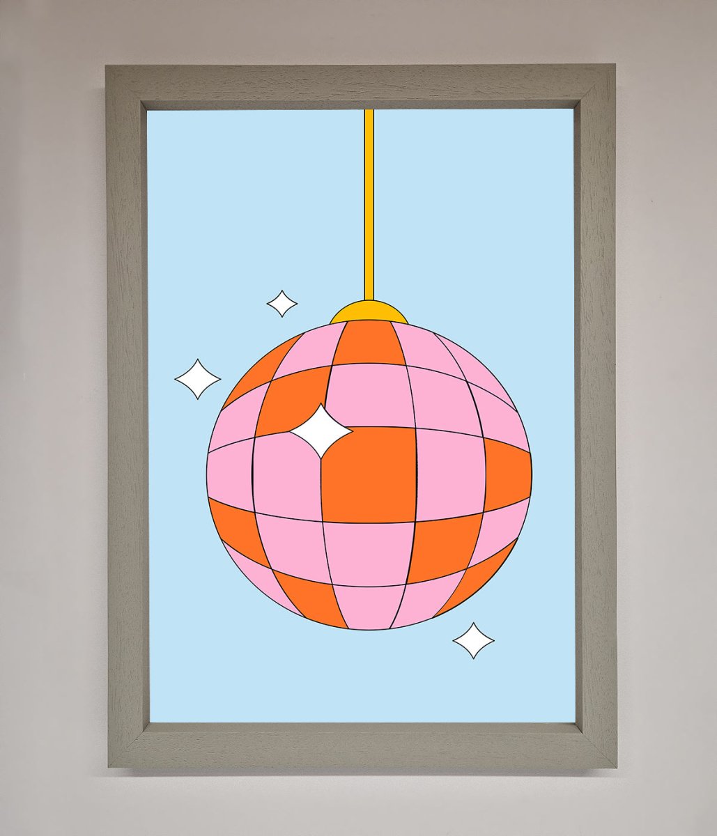 Disco Ball Pink Framed Poster