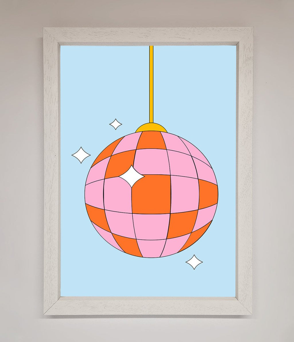Disco Ball Pink Framed Poster