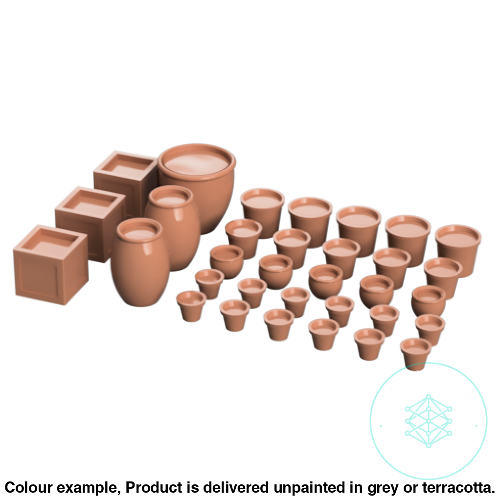 Filled Plant Pots 1:32 Scale Model Set