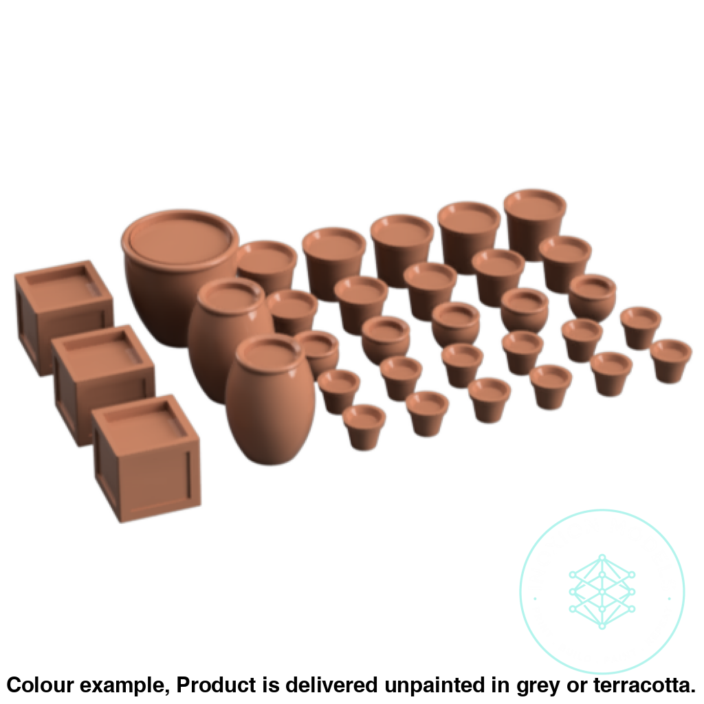 Filled Plant Pots 1:32 Scale Model Set