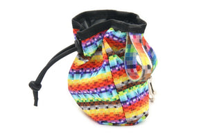 a soft, comforting close-up of the stylish pixels dog treat bag with its textured fabric and secure carabiner clip