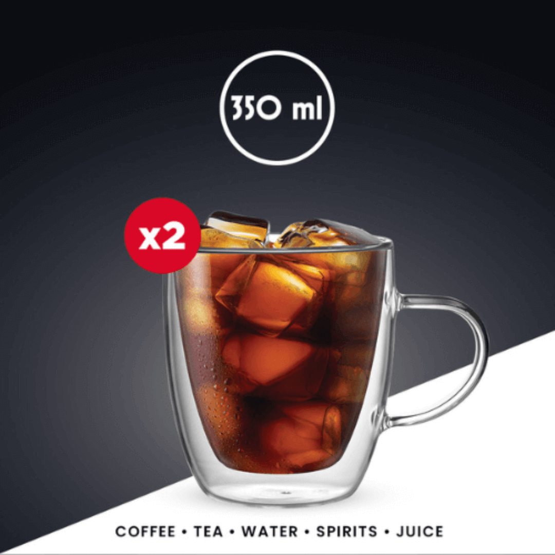 Double Walled Glass Mugs 350ml Set of 2