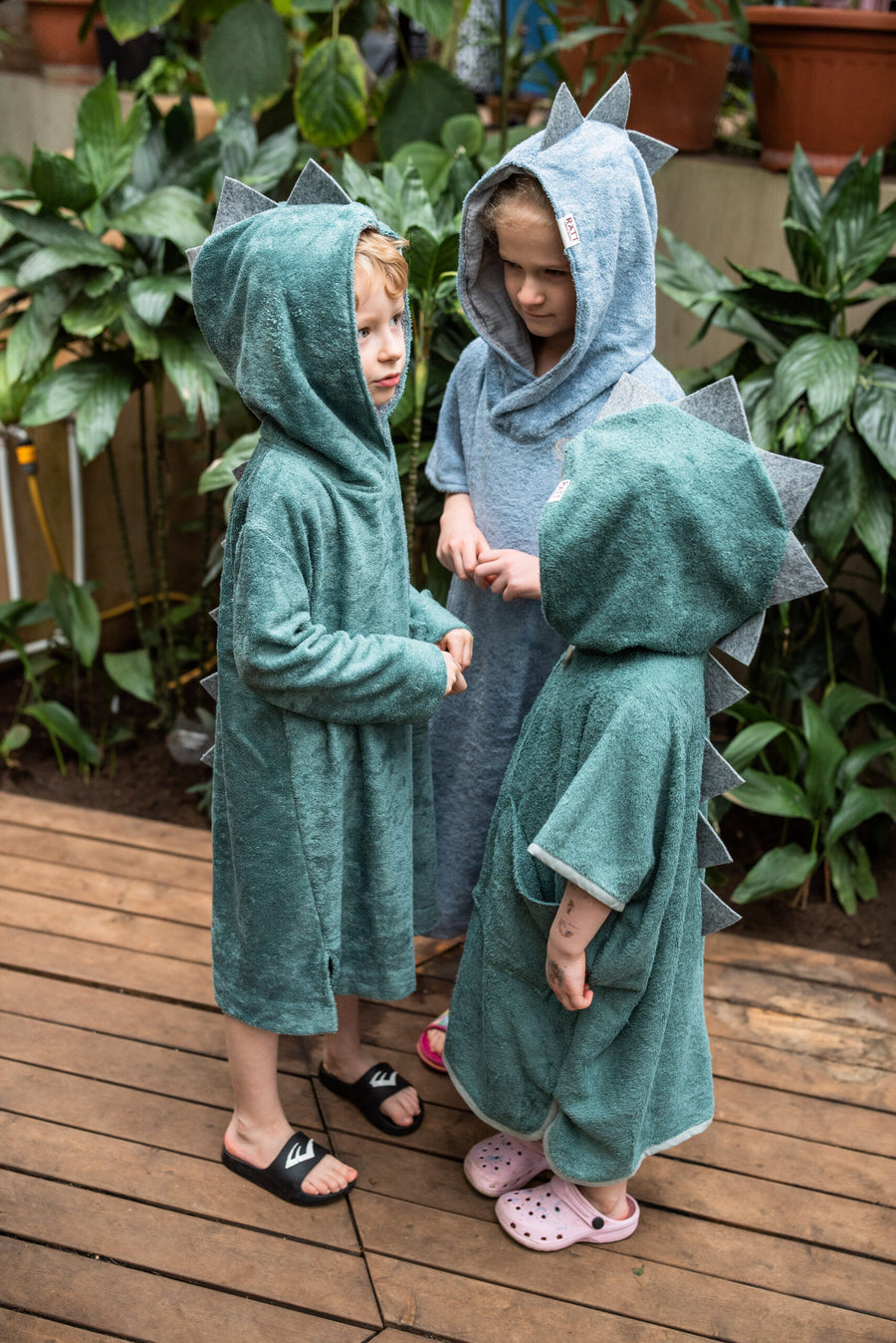 Dinosaur Short-Sleeve Toddler Poncho – Bamboo Terry, OEKO-TEX Certified by RÄTT at brixbailey.com