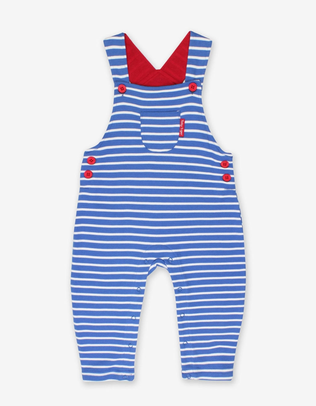 Organic Blue Breton Stripe Baby Dungarees