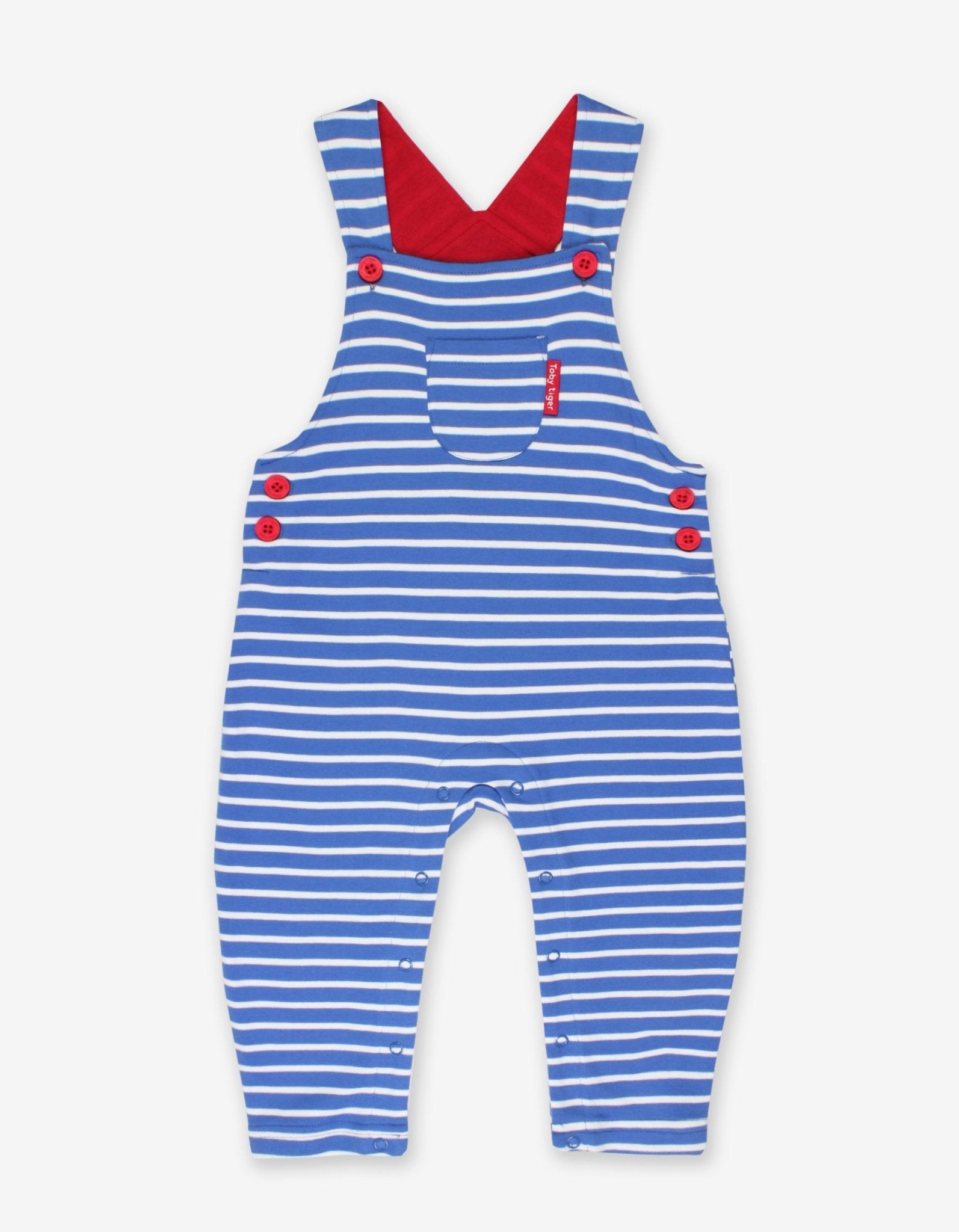 Organic Blue Breton Stripe Baby Dungarees