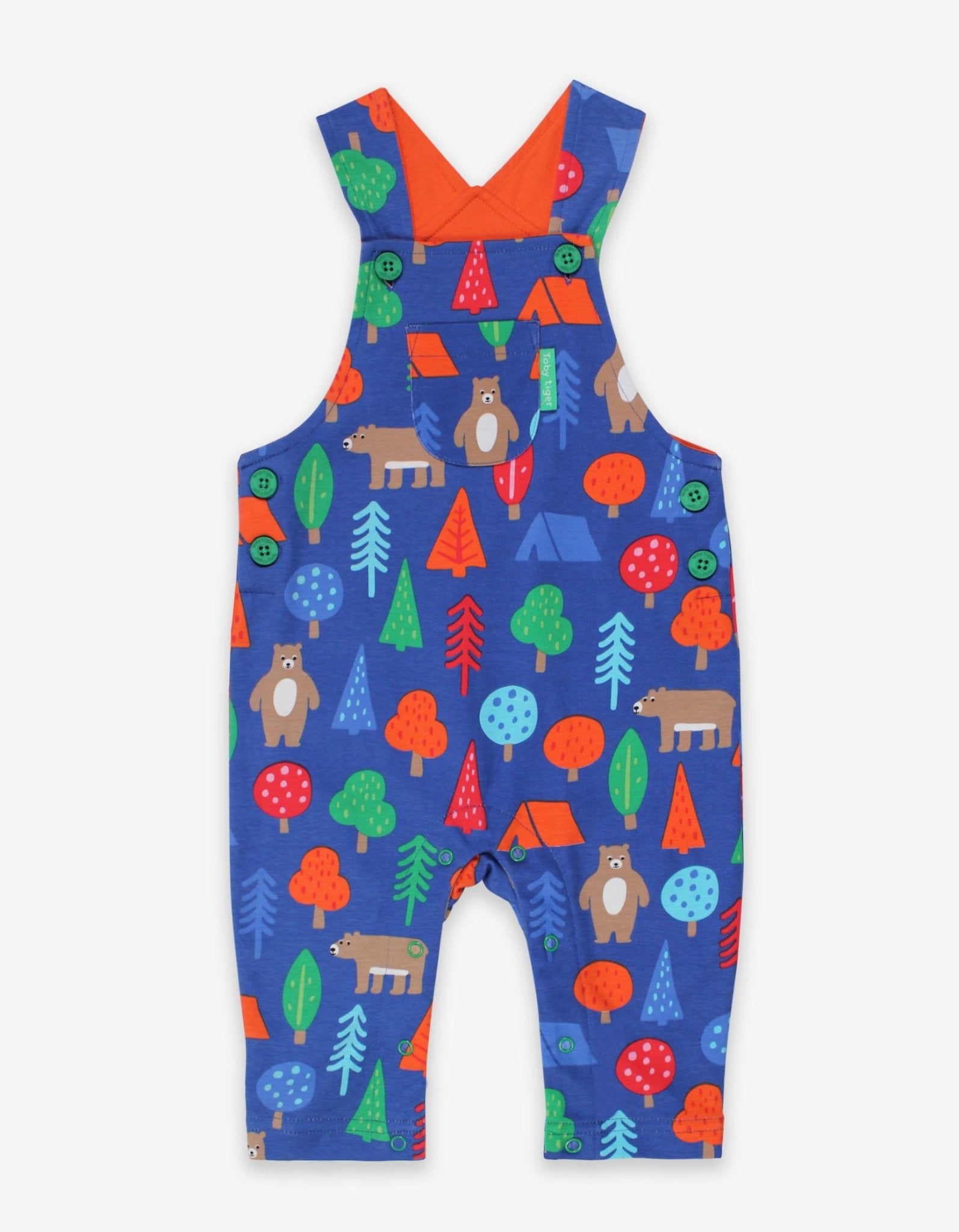 Organic Camping Bear Print Dungarees for Babies and Toddlers