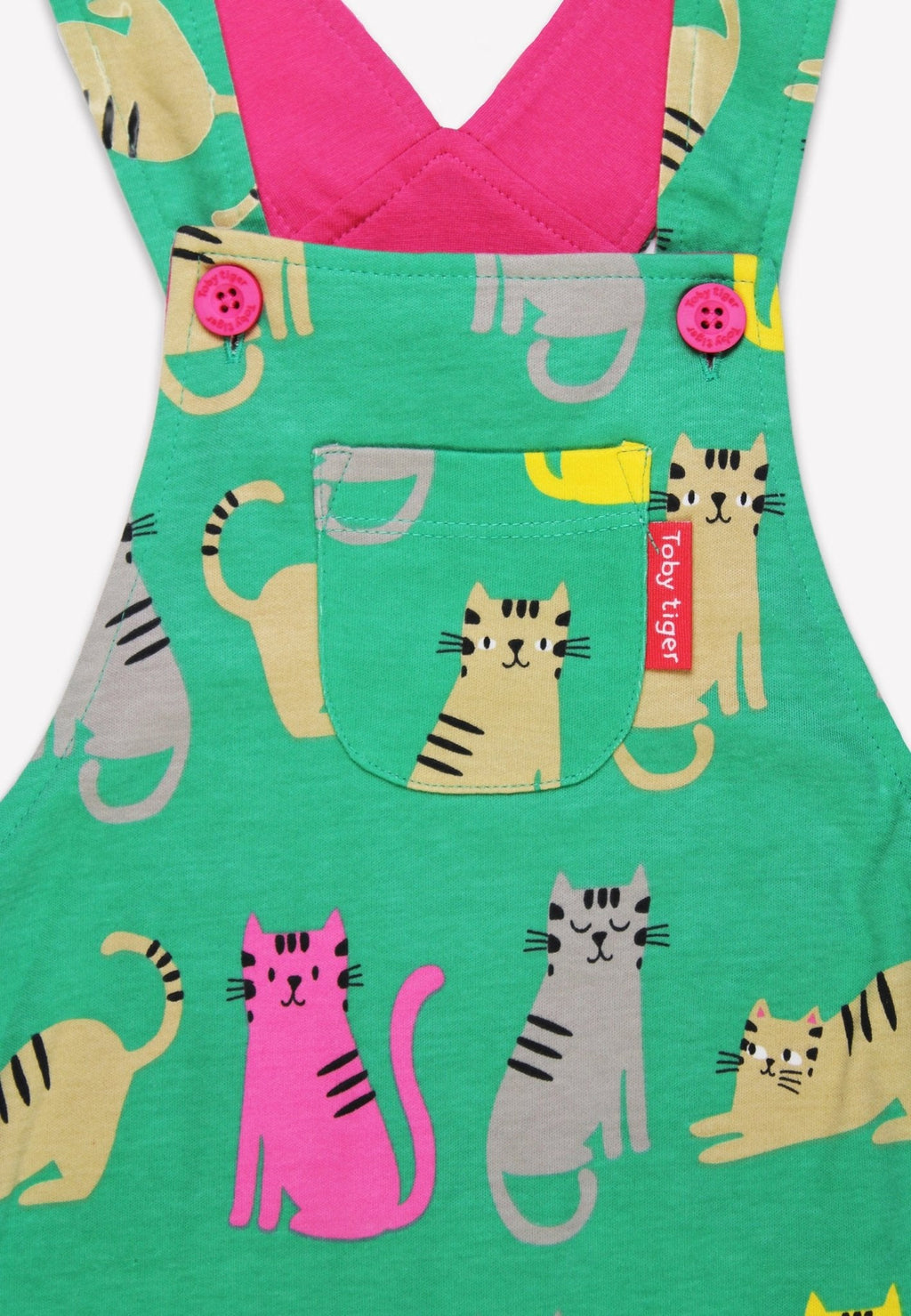 Organic Kitten Print Dungarees for Little Ones