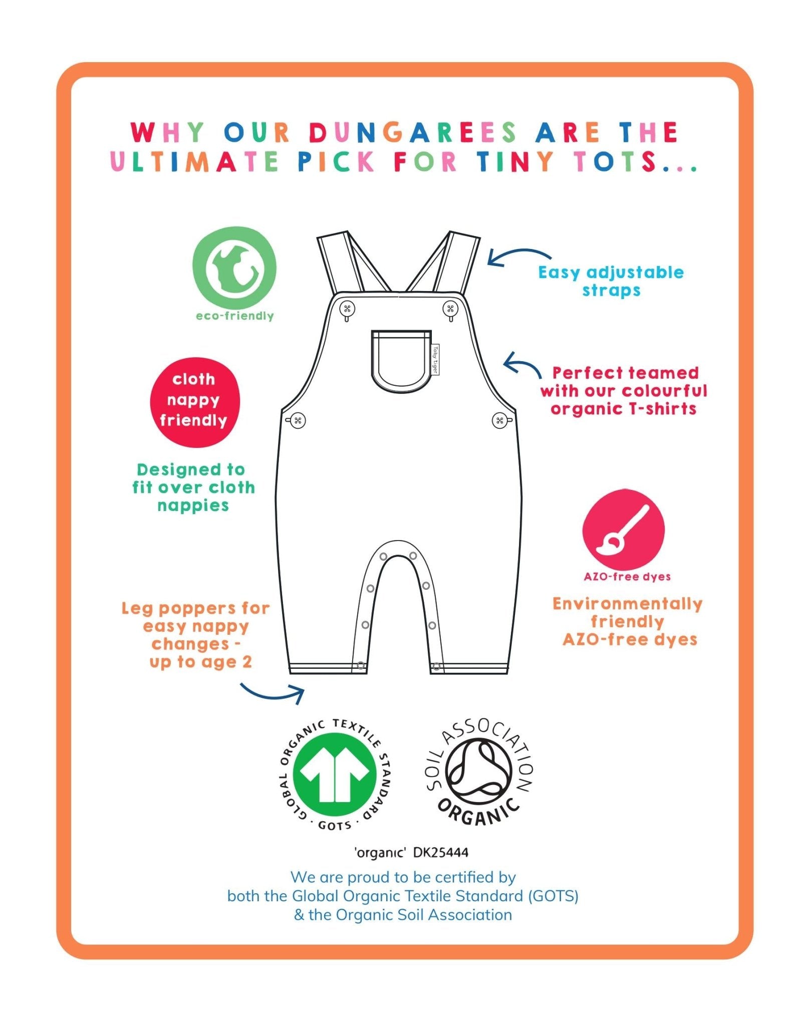 Organic Kitten Print Dungarees for Little Ones