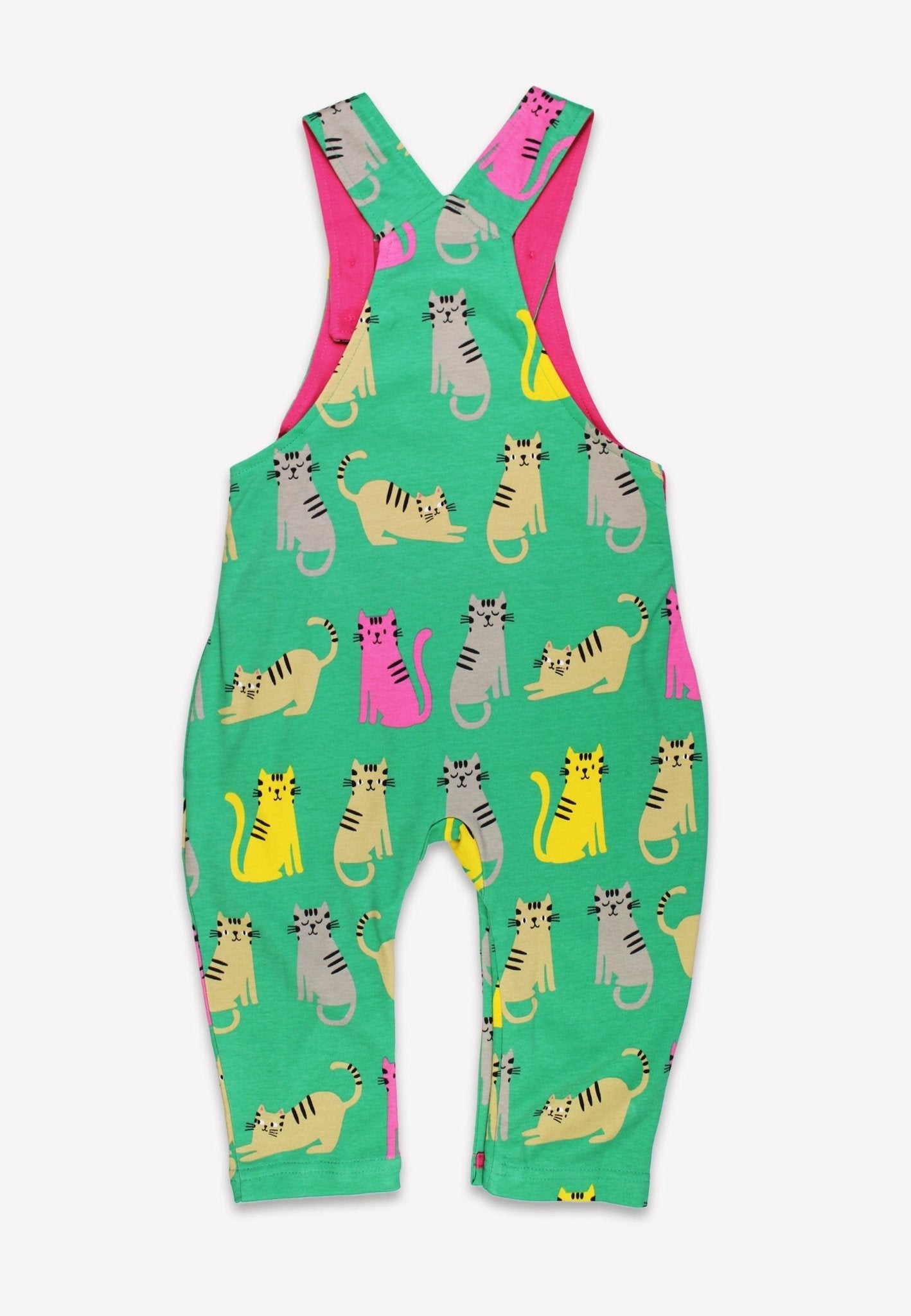 Organic Kitten Print Dungarees for Little Ones