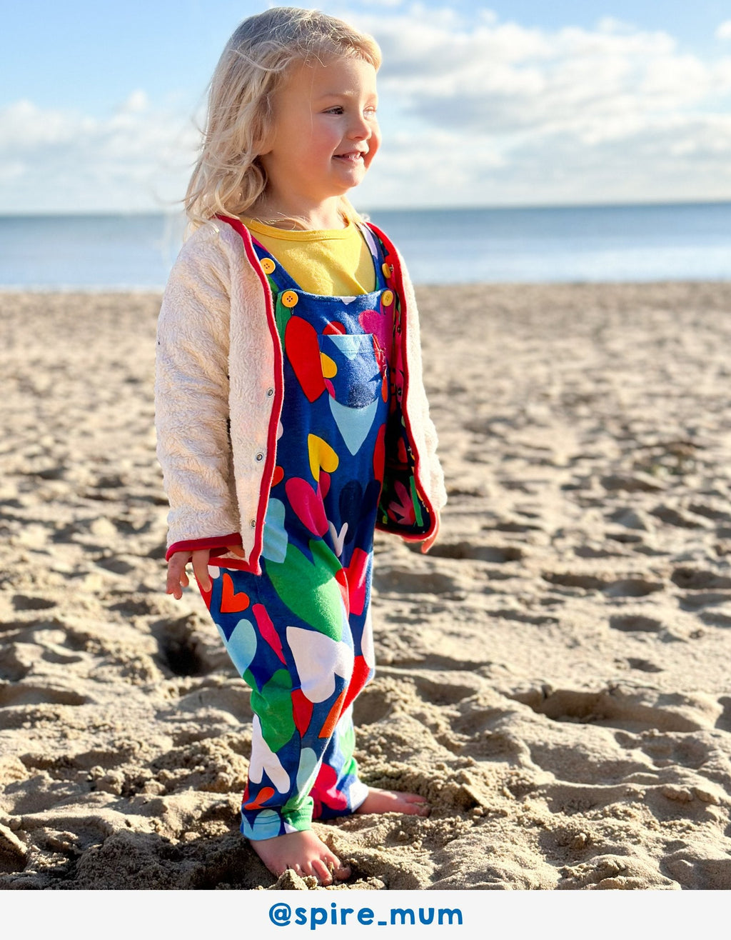 Organic Heart Print Dungarees for Kids