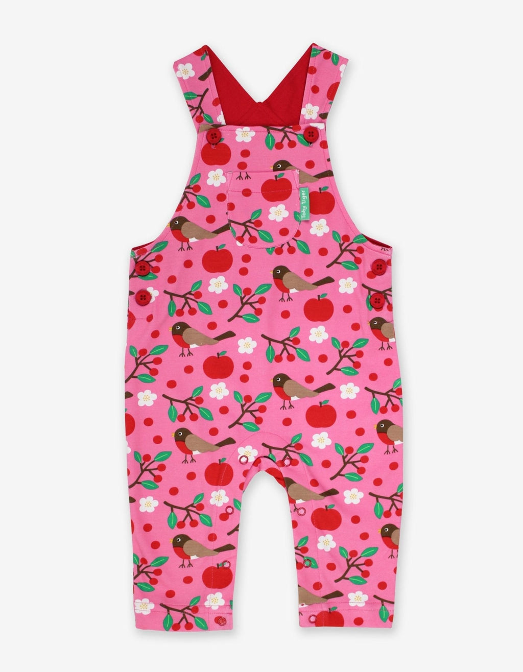 Organic Robin Print Dungarees for Babies