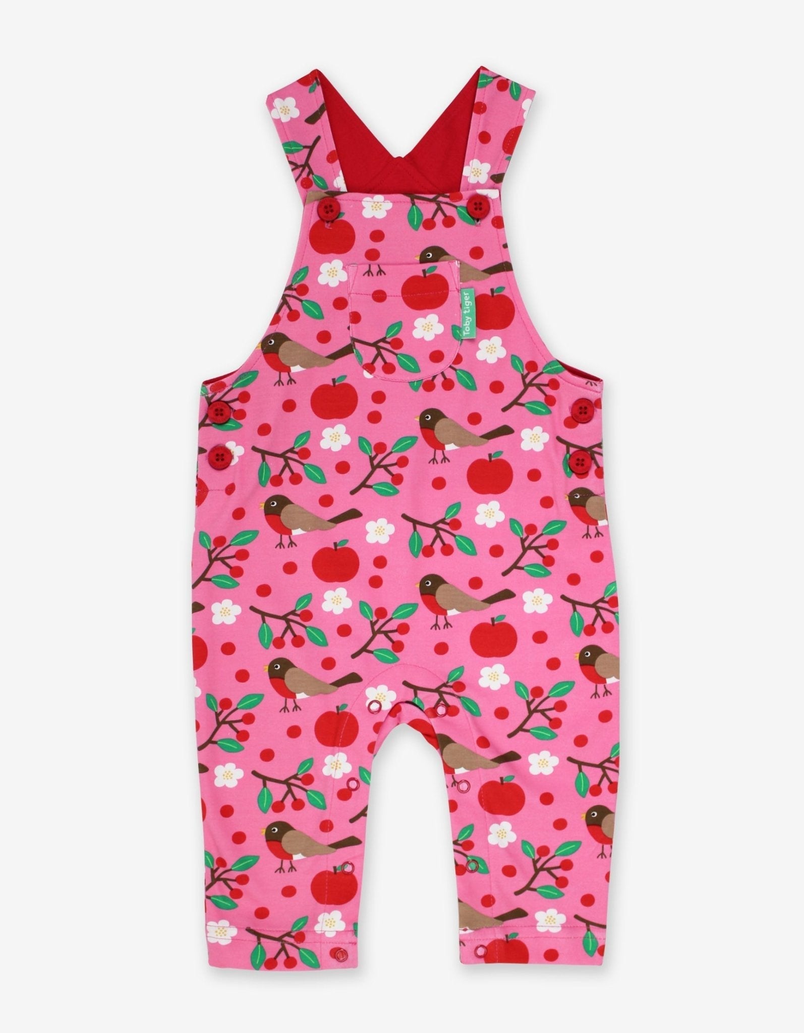 Organic Robin Print Dungarees for Babies