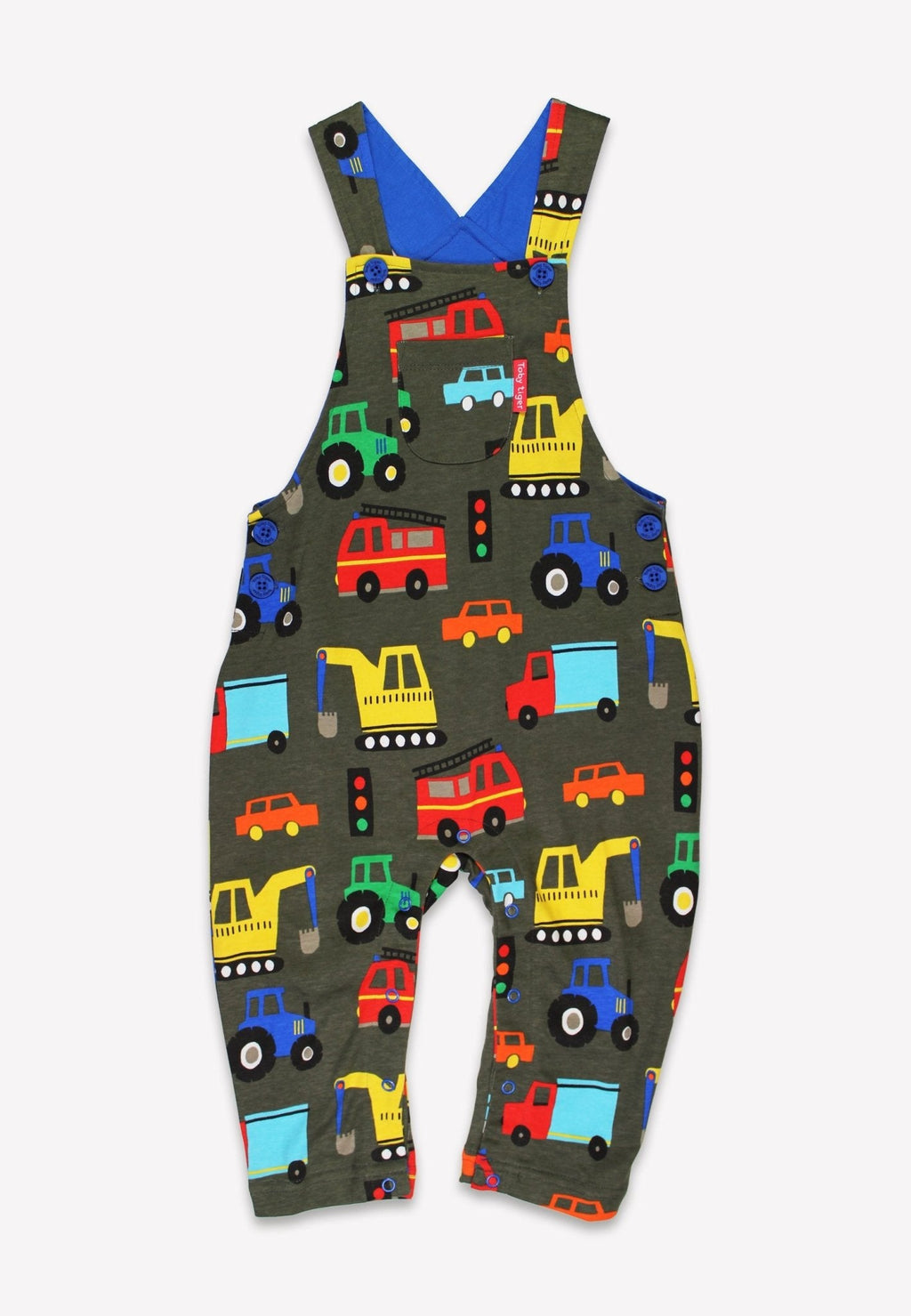 Organic Transport Print Dungarees for Children