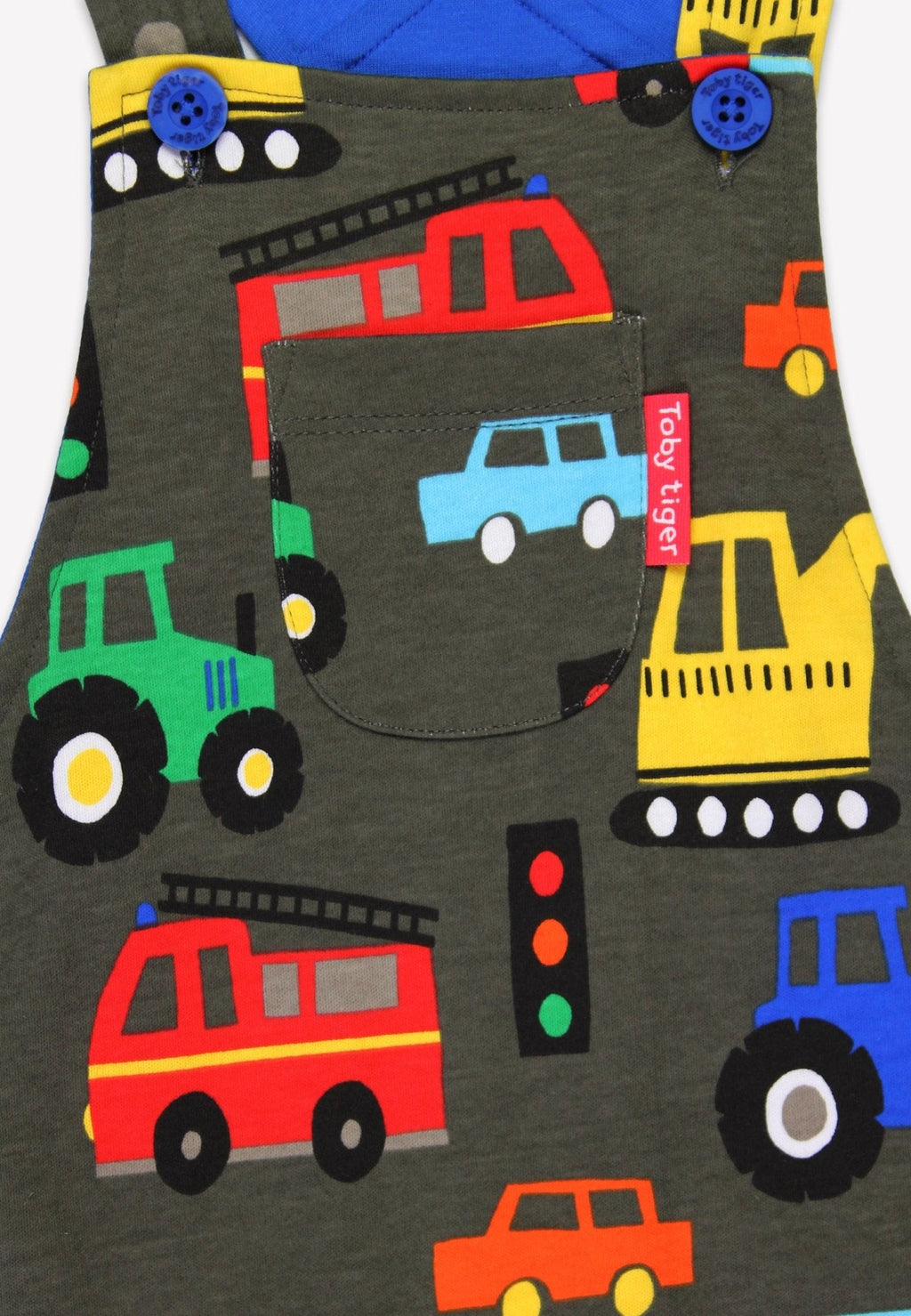 Organic Transport Print Dungarees for Children