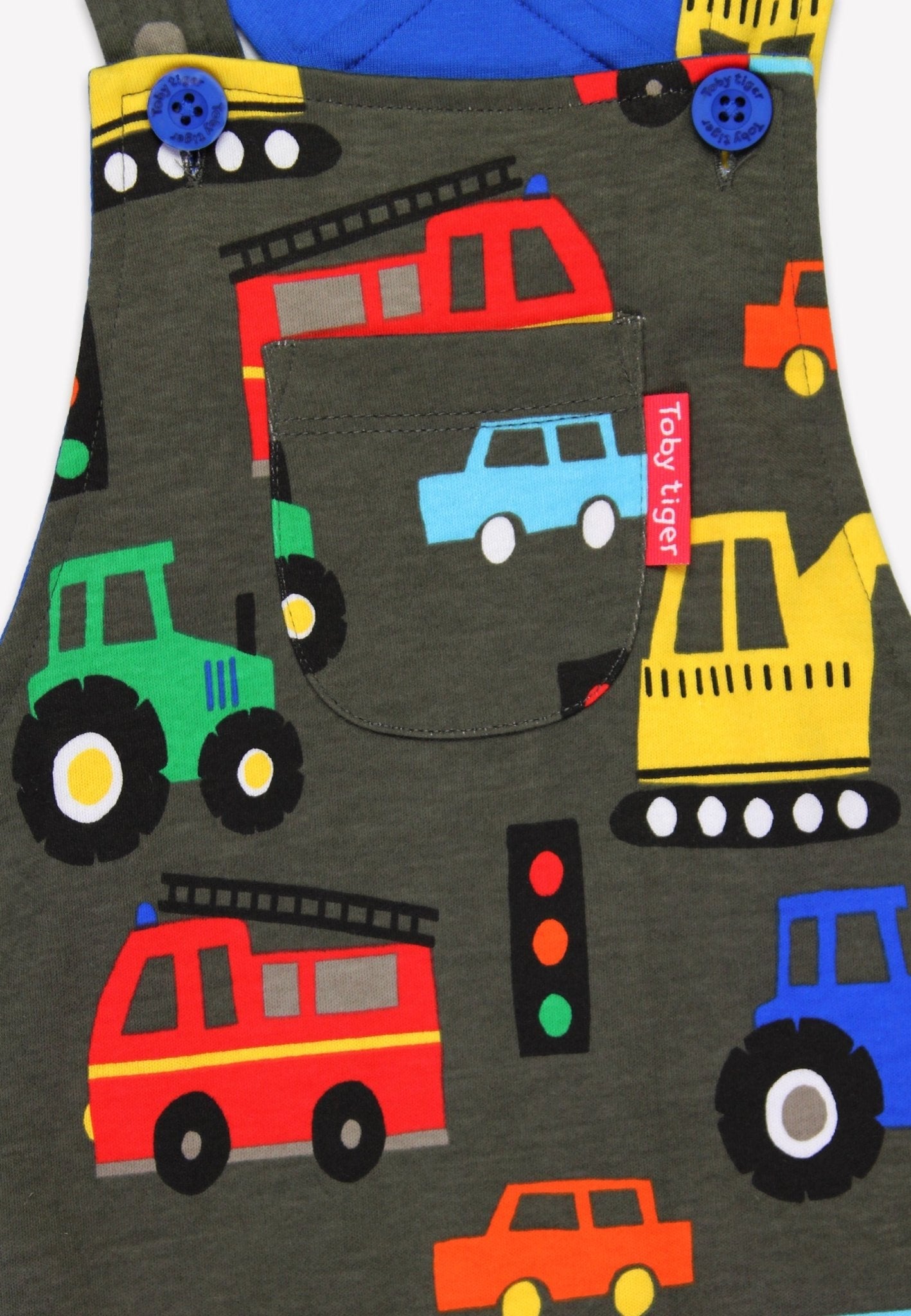 Organic Transport Print Dungarees for Children