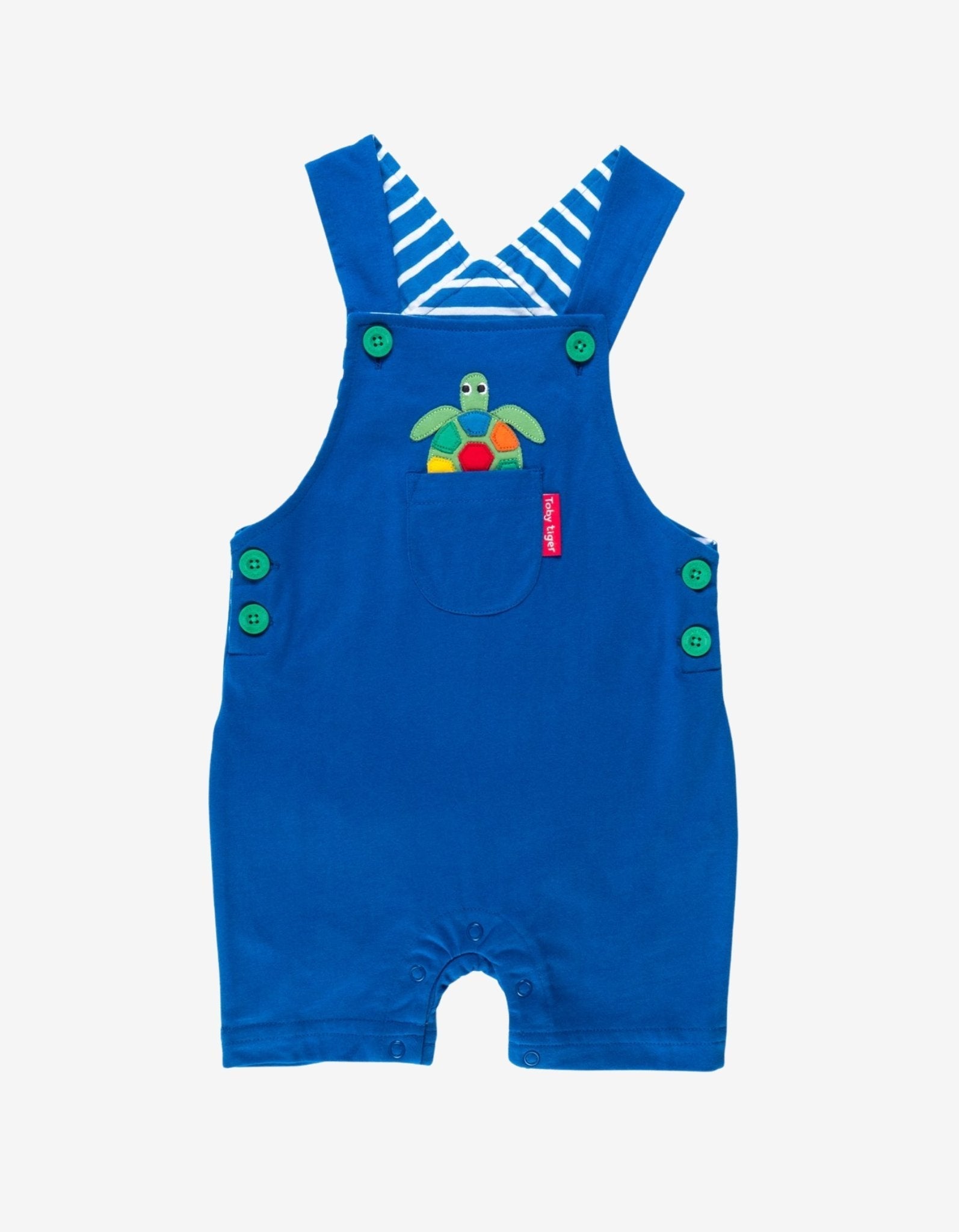 Organic Turtle Applique Dungaree Shorts for Children
