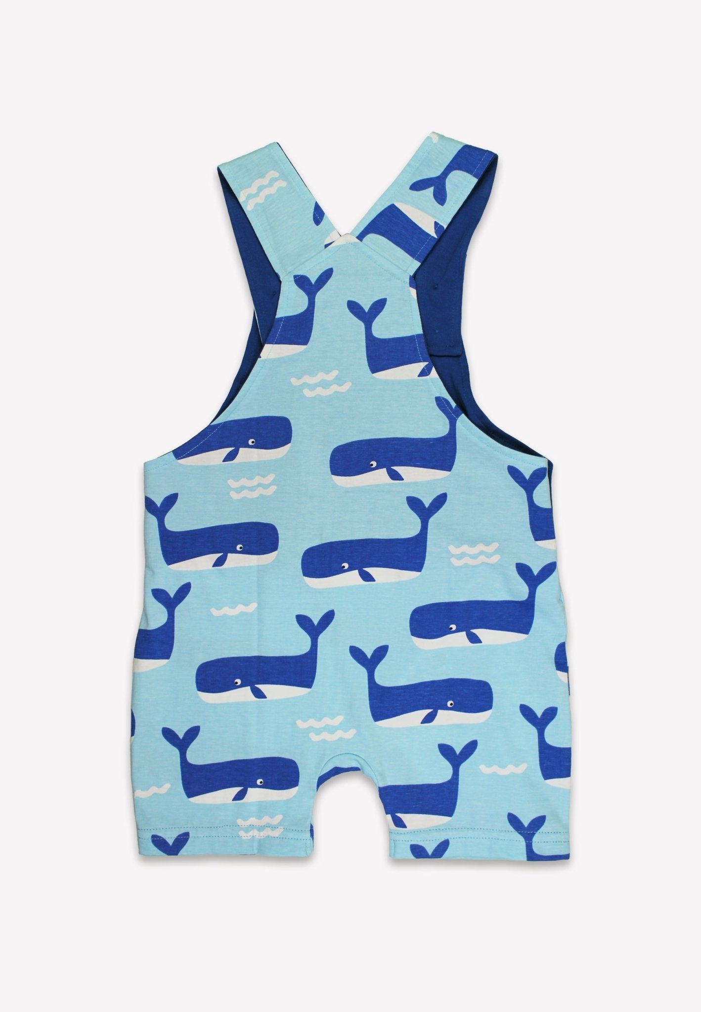 Organic Whale Waves Print Dungaree Shorts